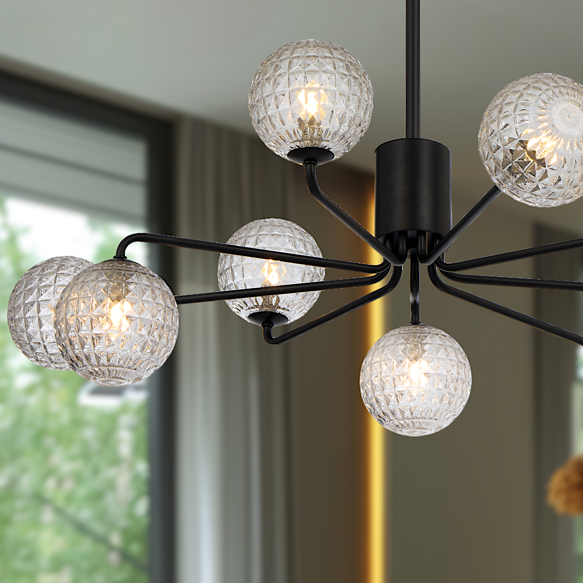 Felton 9 Light Pendant Black & Clear - FELTON PE09-BKCLP