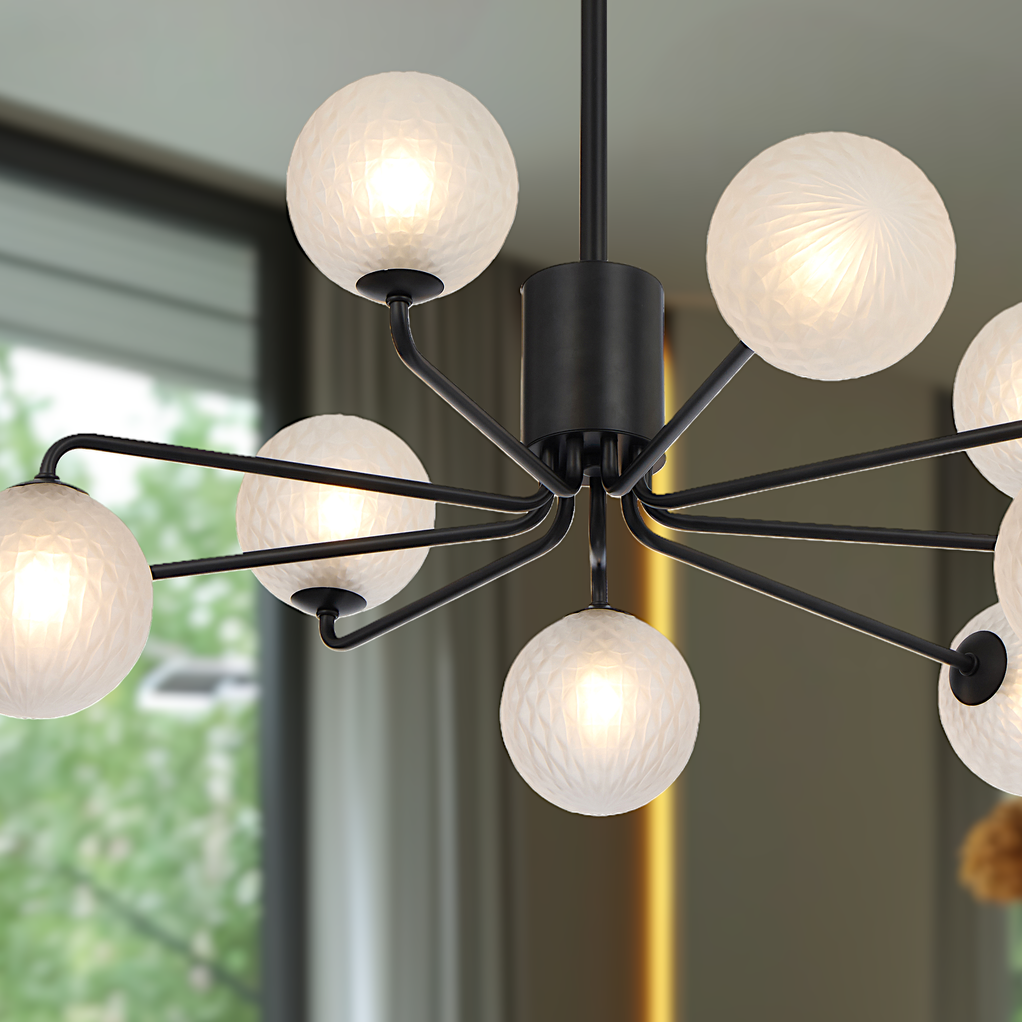 Felton 9 Light Pendant Black & Frost - FELTON PE09-BKFRT