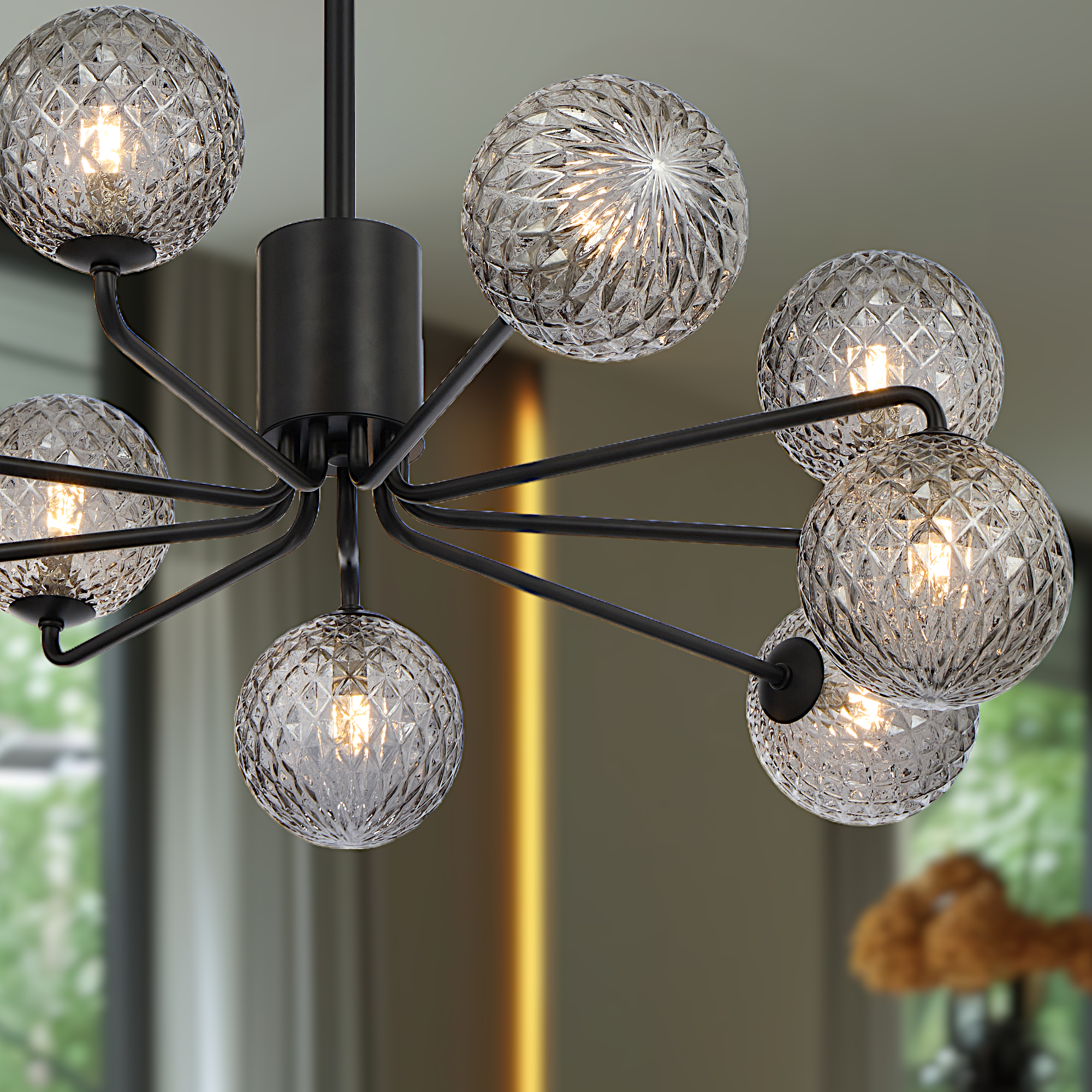 Felton 9 Light Pendant Black & Smoke Tear - FELTON PE09-BKSMT