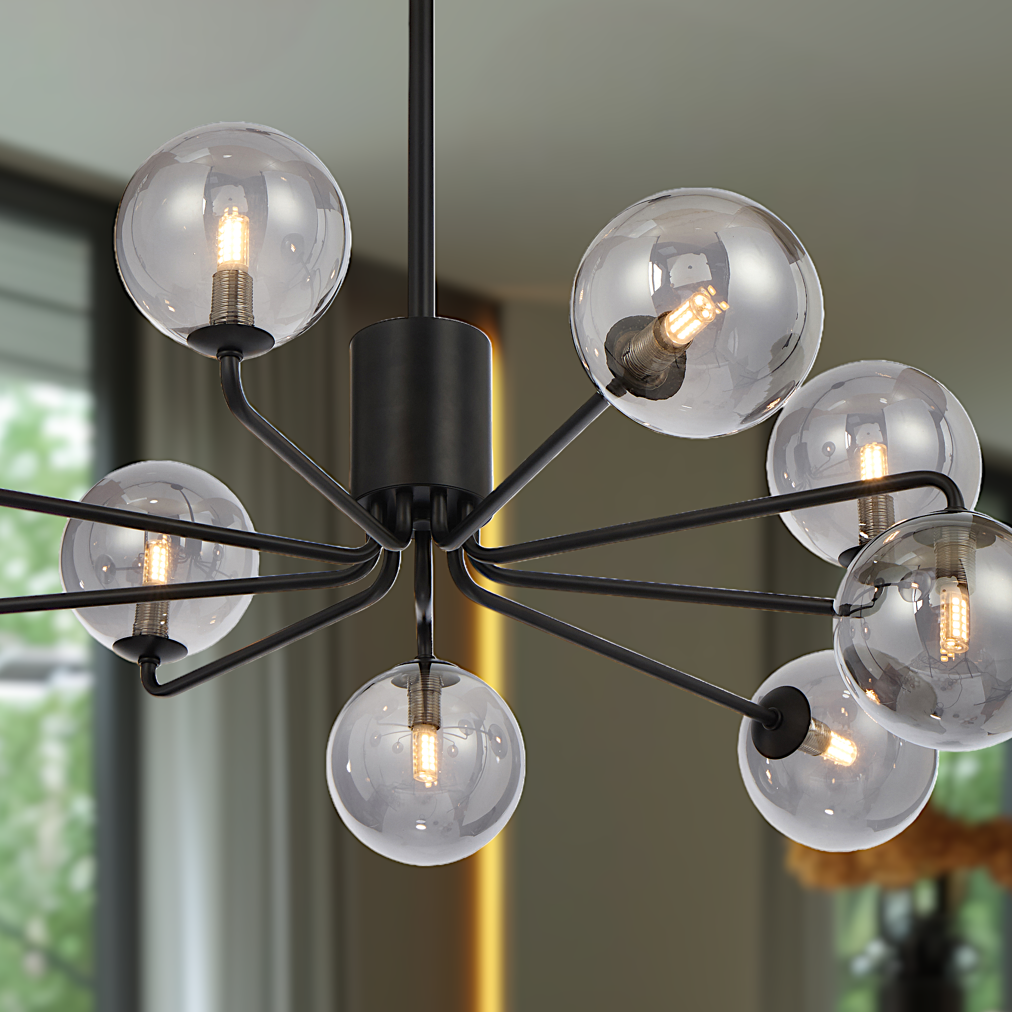 Felton 9 Light Pendant Black & Smoke - FELTON PE09-BKSM