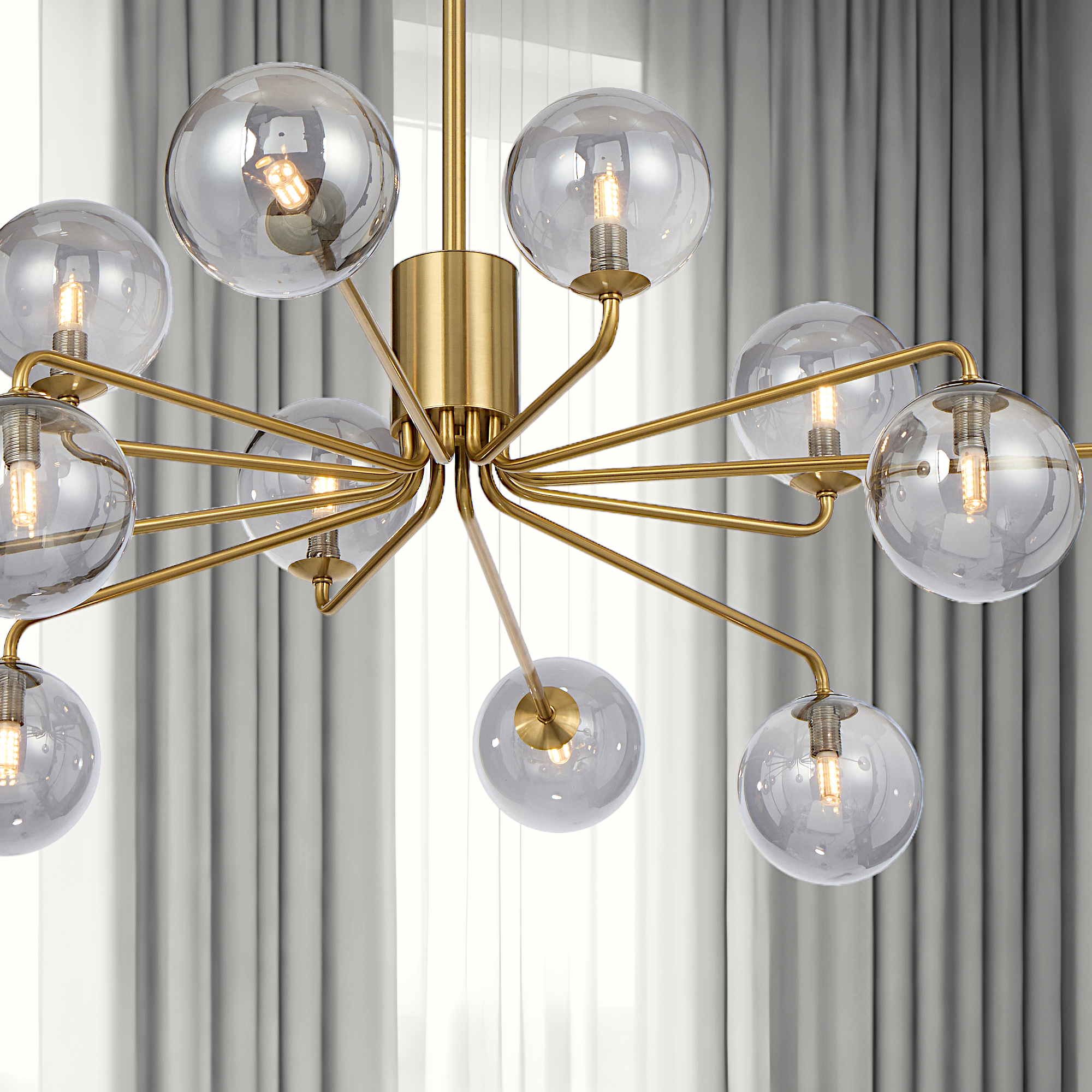 Felton 12 Light Pendant Antique Gold & Smoke - FELTON PE12-AGSM