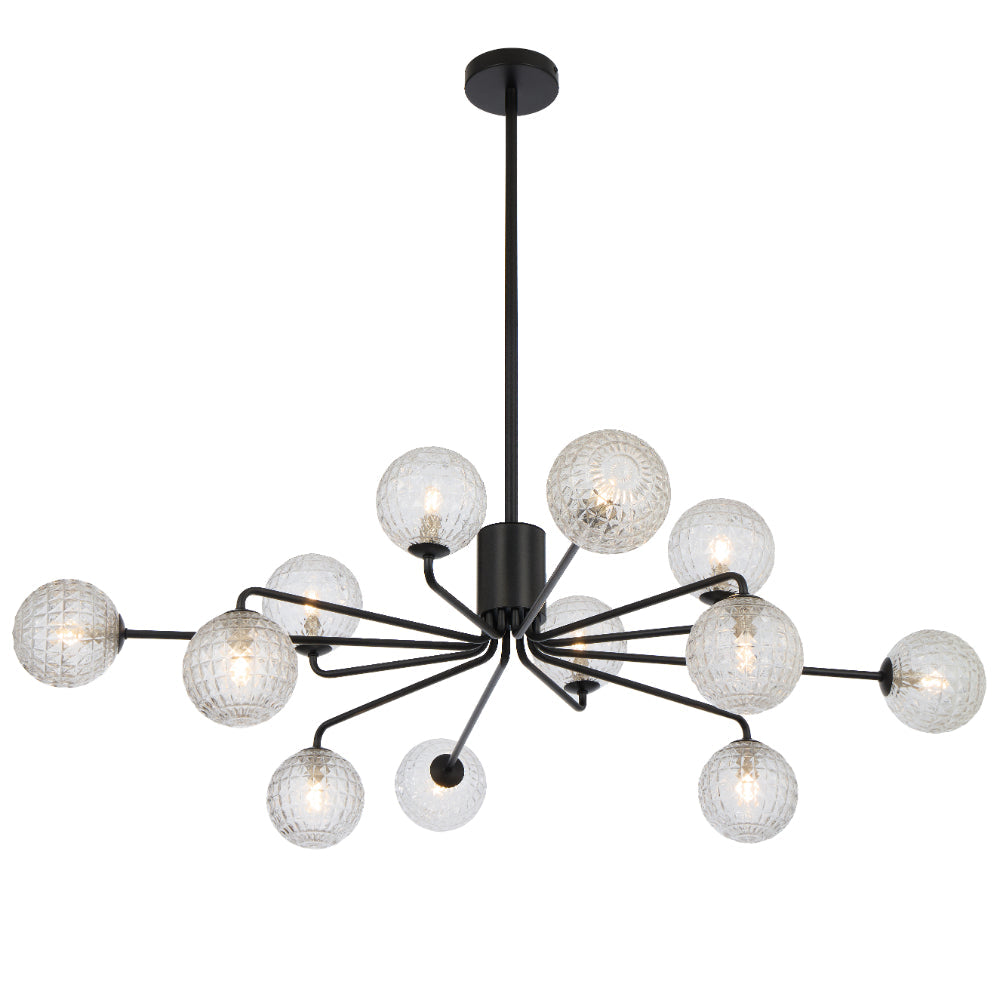 Felton 12 Light Pendant Black & Clear - FELTON PE12-BKCLP