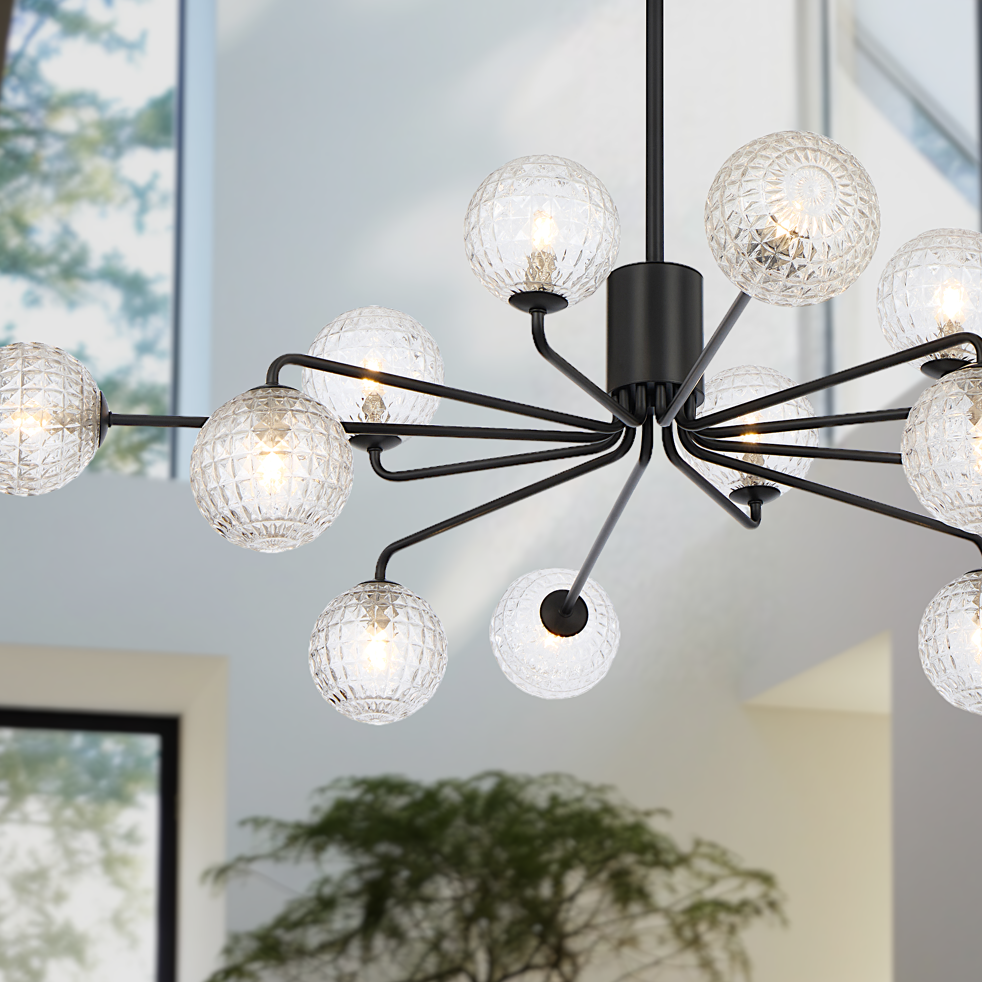 Felton 12 Light Pendant Black & Clear - FELTON PE12-BKCLP