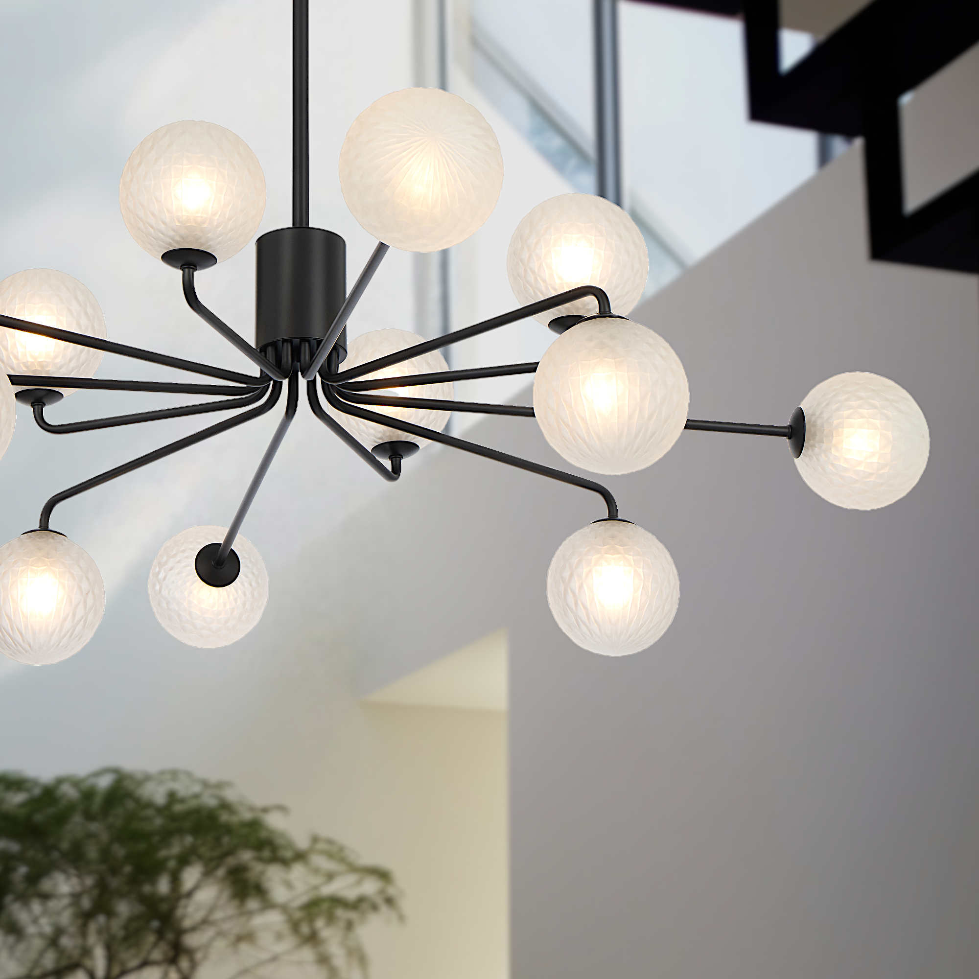 Felton 12 Light Pendant Black & Frost - FELTON PE12-BKFRT