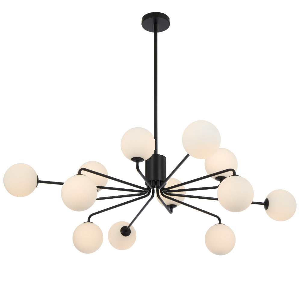 Felton 12 Light Pendant Black & Opal Matt - FELTON PE12-BKOM