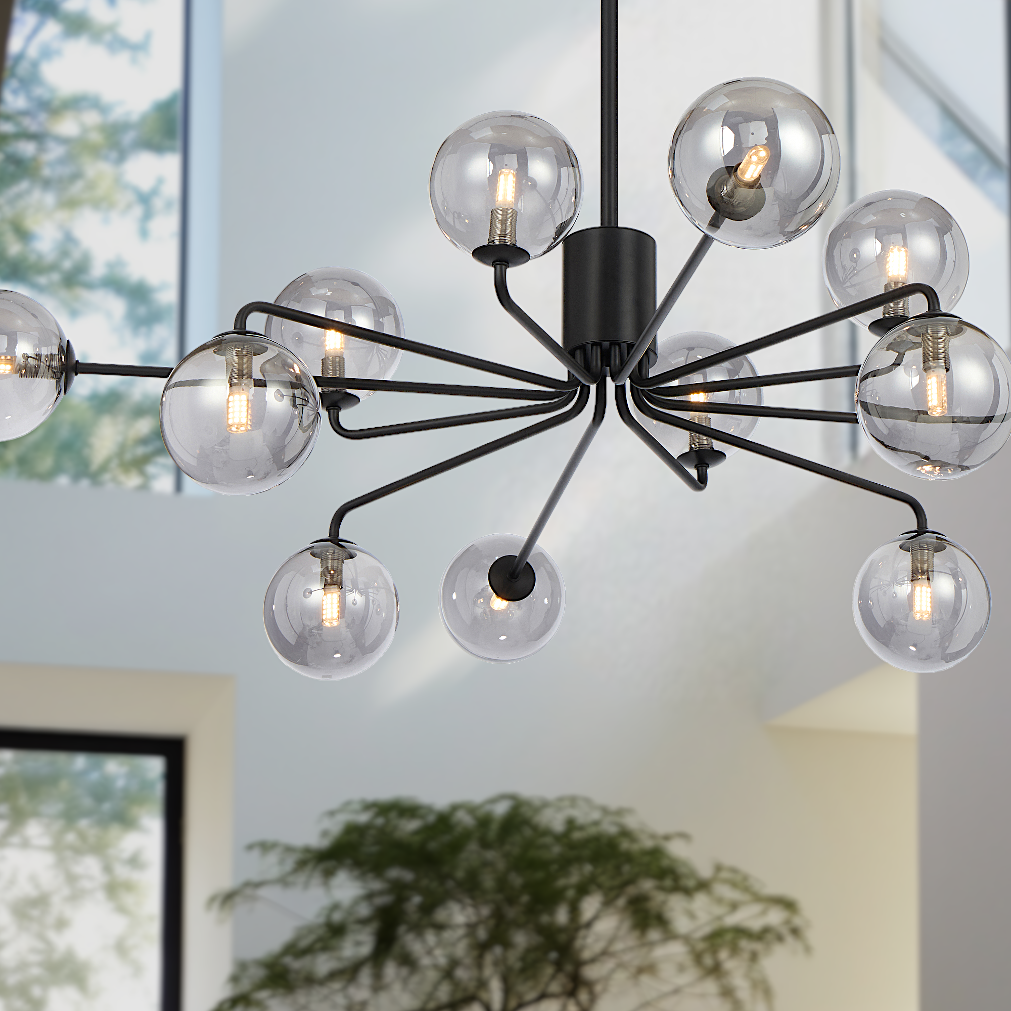 Felton 12 Light Pendant Black & Smoke - FELTON PE12-BKSM