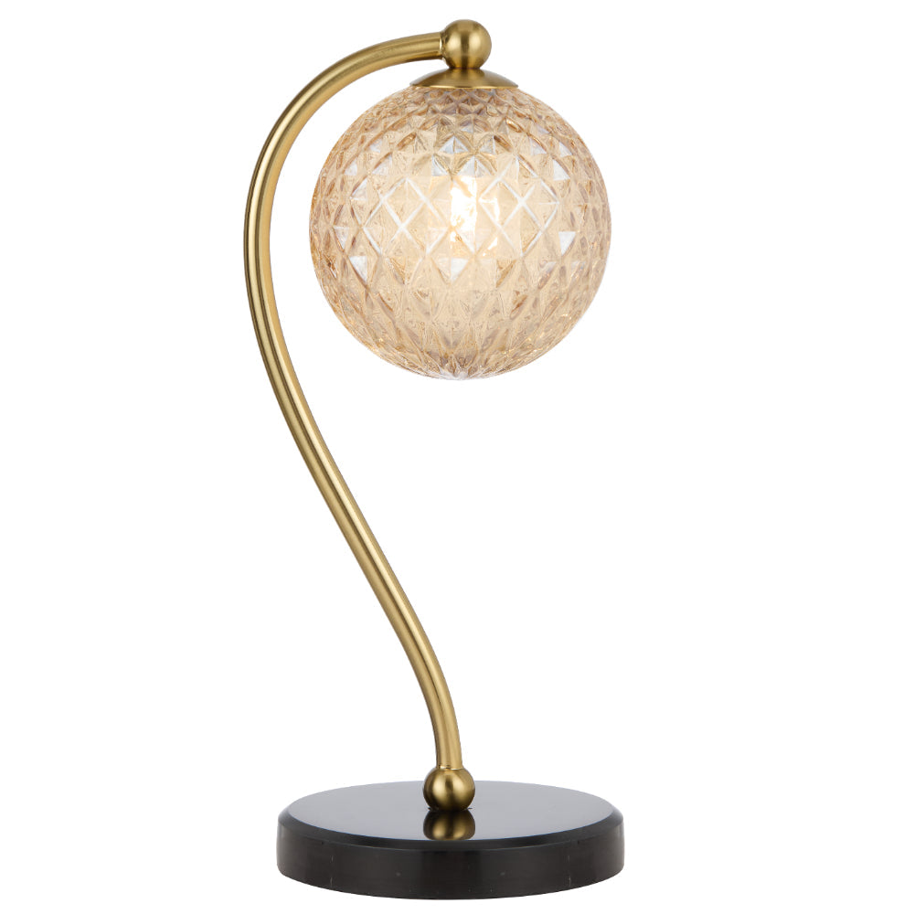 Felton Table Lamp Black Marble Antique Gold & Amber - FELTON TL-BKMAMT