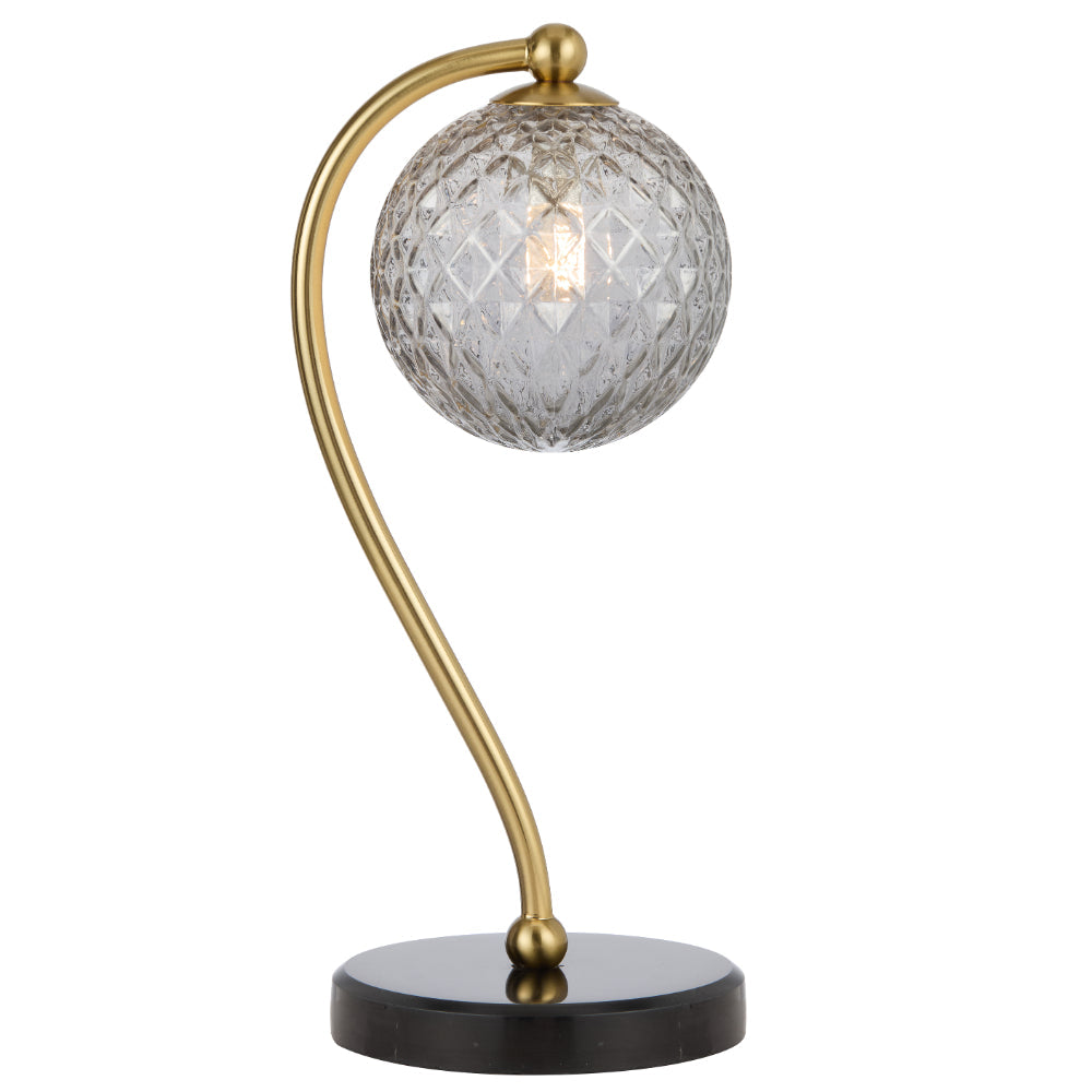 Felton Table Lamp Black Marble Antique Gold & Smoke Tear - FELTON TL-BKMSMT