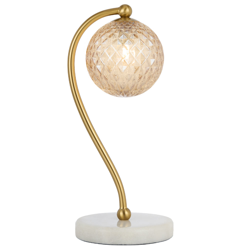 Felton Table Lamp White Marble Antique Gold & Amber - FELTON TL-WHMAMT