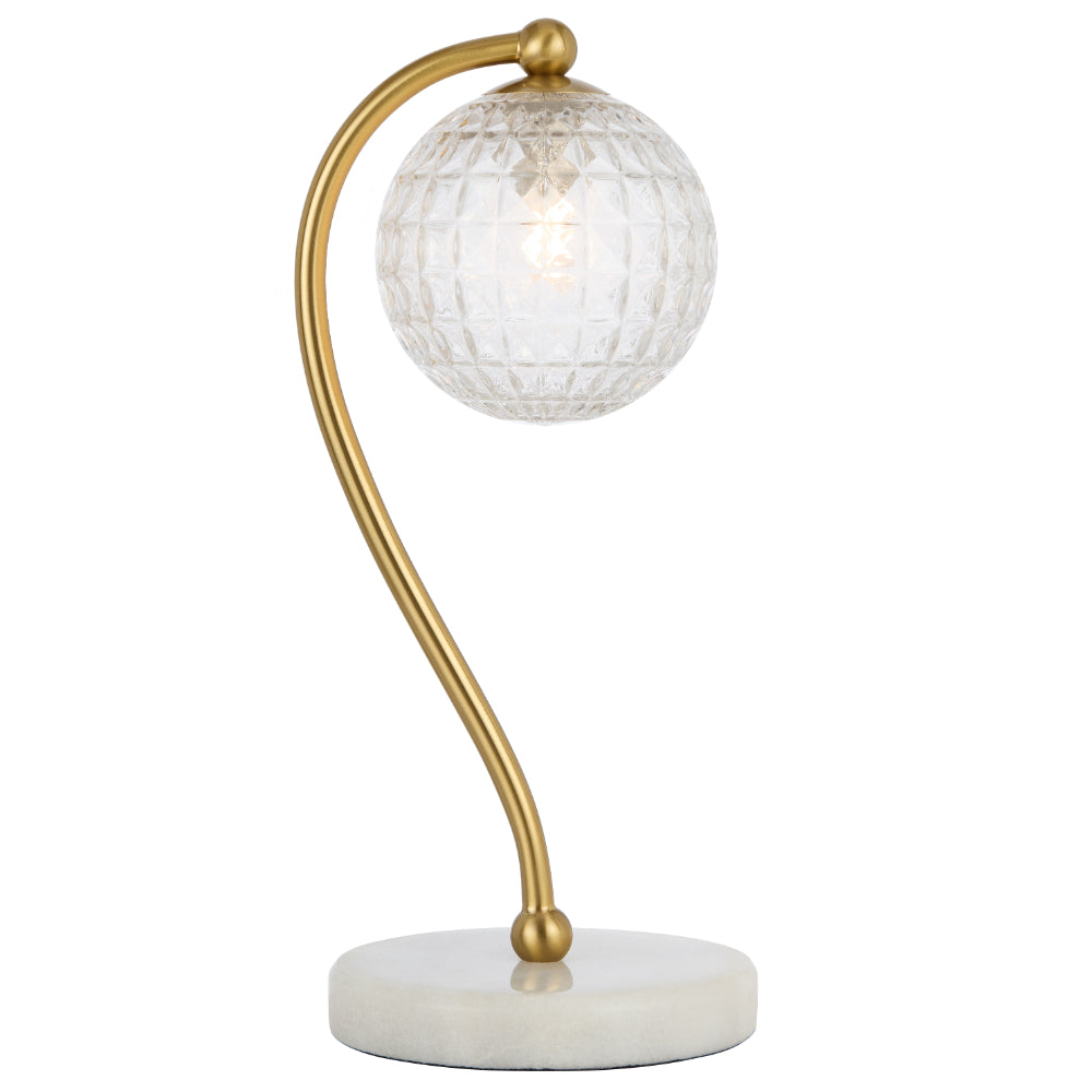 Felton Table Lamp White Marble Antique Gold & Clear - FELTON TL-WHMCLP