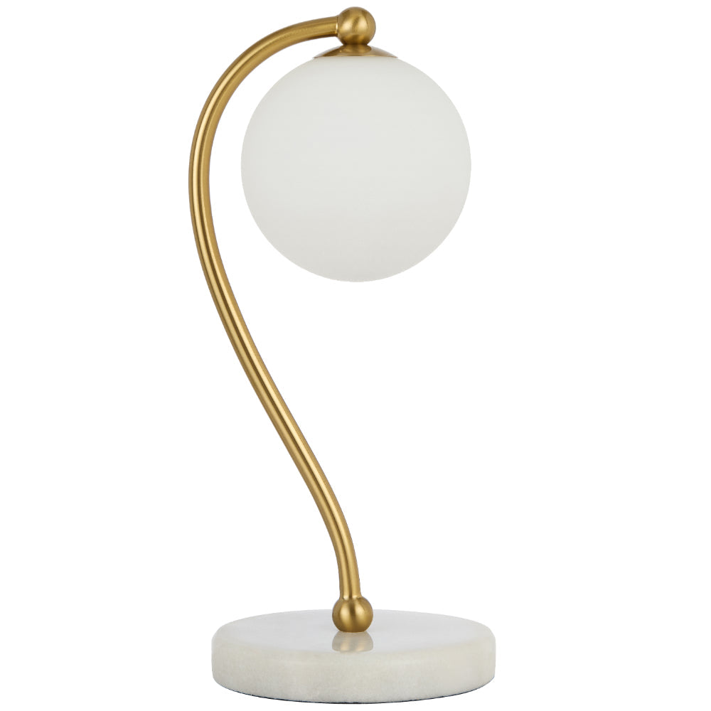 Felton Table Lamp White Marble Antique Gold & Opal Matt - FELTON TL-WHMOM