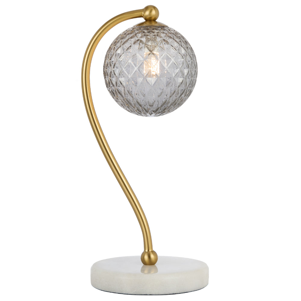 Felton Table Lamp White Marble Antique Gold & Smoke Tear - FELTON TL-WHMSMT