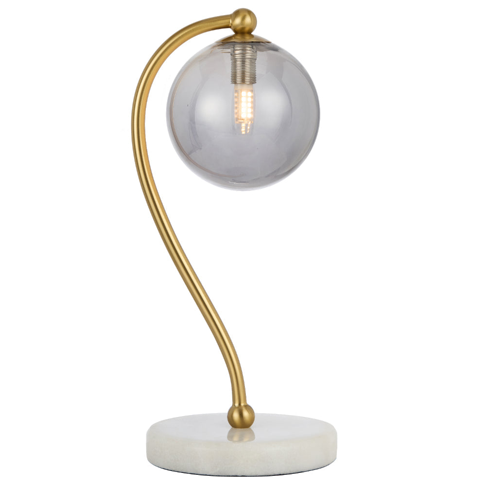 Felton Table Lamp White Marble Antique Gold & Smoke - FELTON TL-WHMSM