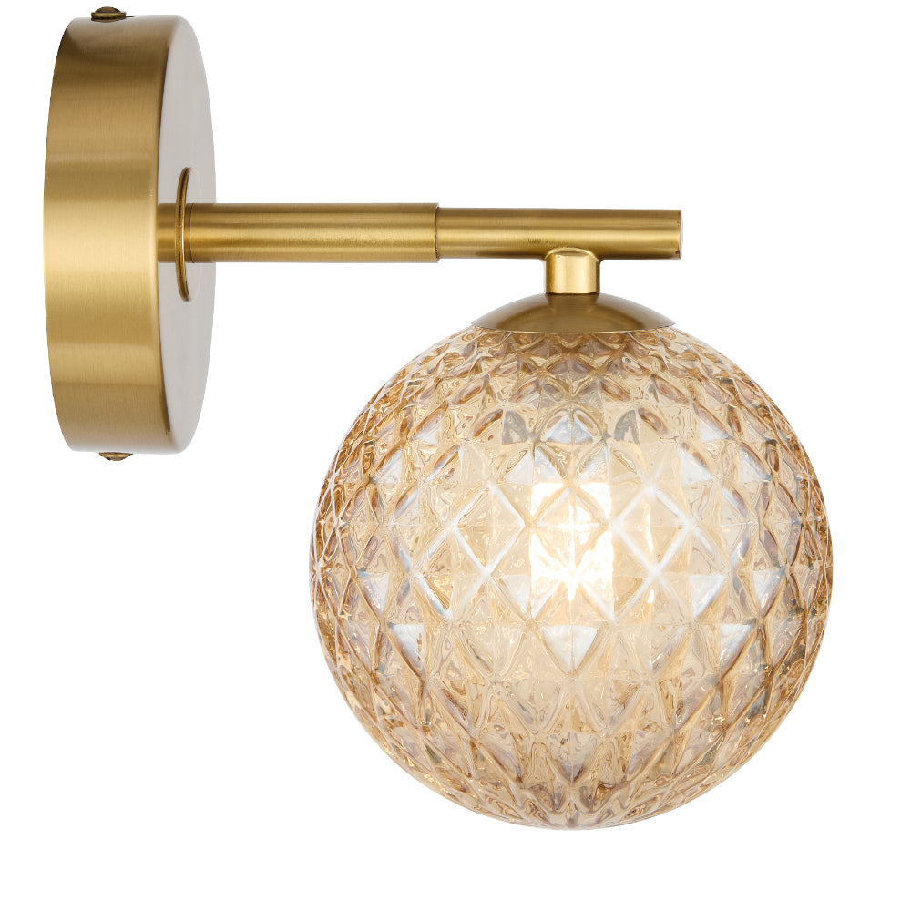 Felton 1 Light Wall Light Amber & Antique Gold - FELTON WB1-AGAMT