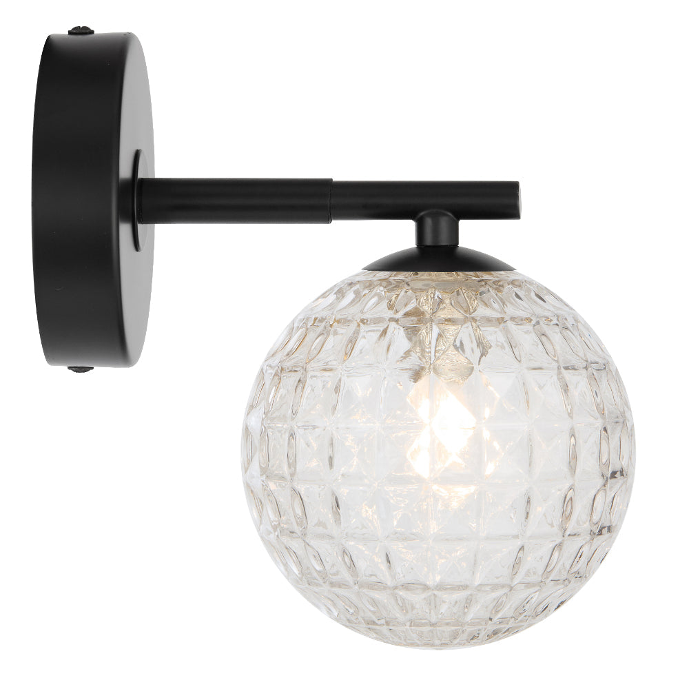 Felton 1 Light Wall Light Black & Clear - FELTON WB1-BKCLP