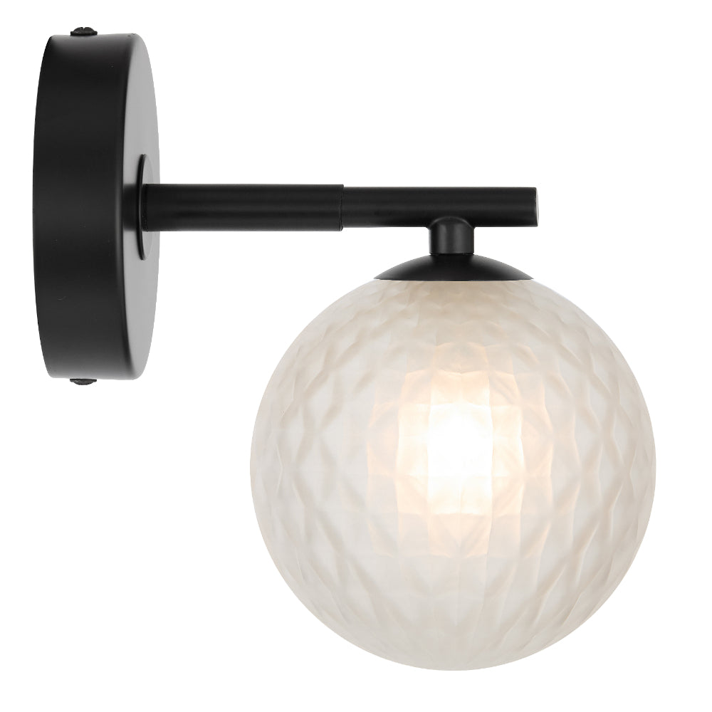 Felton 1 Light Wall Light Black & Frost - FELTON WB1-BKFRT