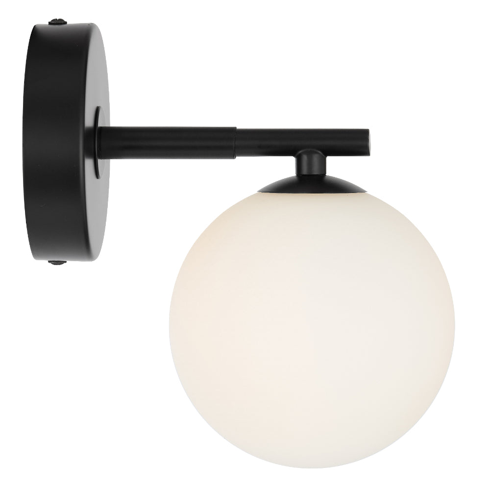 Felton 1 Light Wall Light Black & Opal Matt - FELTON WB1-BKOM