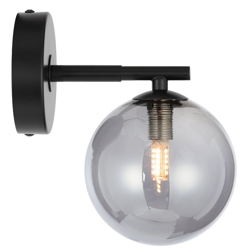 Felton 1 Light Wall Light Black & Smoke - FELTON WB1-BKSM