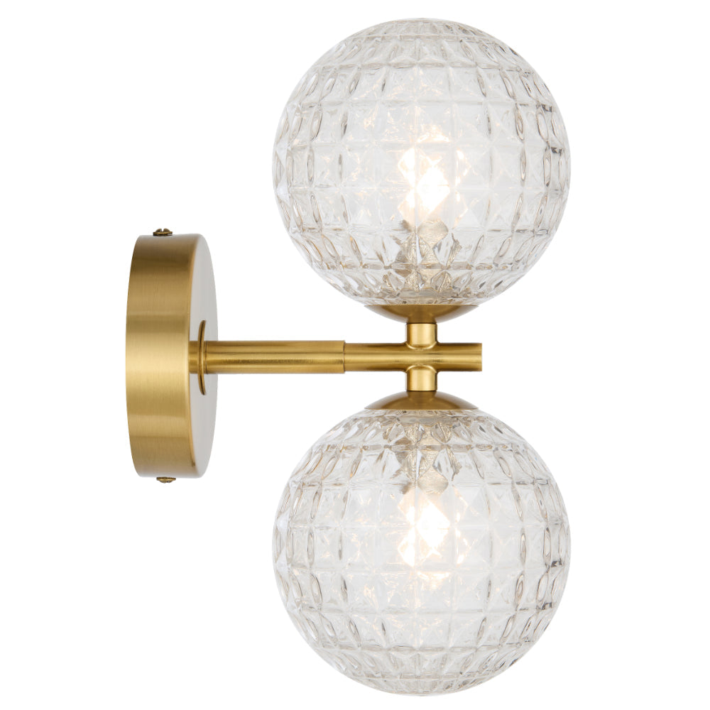 Felton 2 Light Wall Light Antique Gold & Clear - FELTON WB2-AGCLP