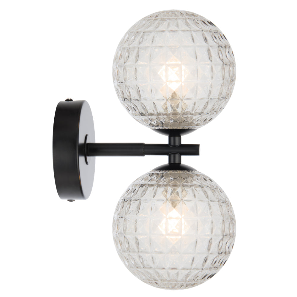 Felton 2 Light Wall Light Black & Clear - FELTON WB2-BKCLP