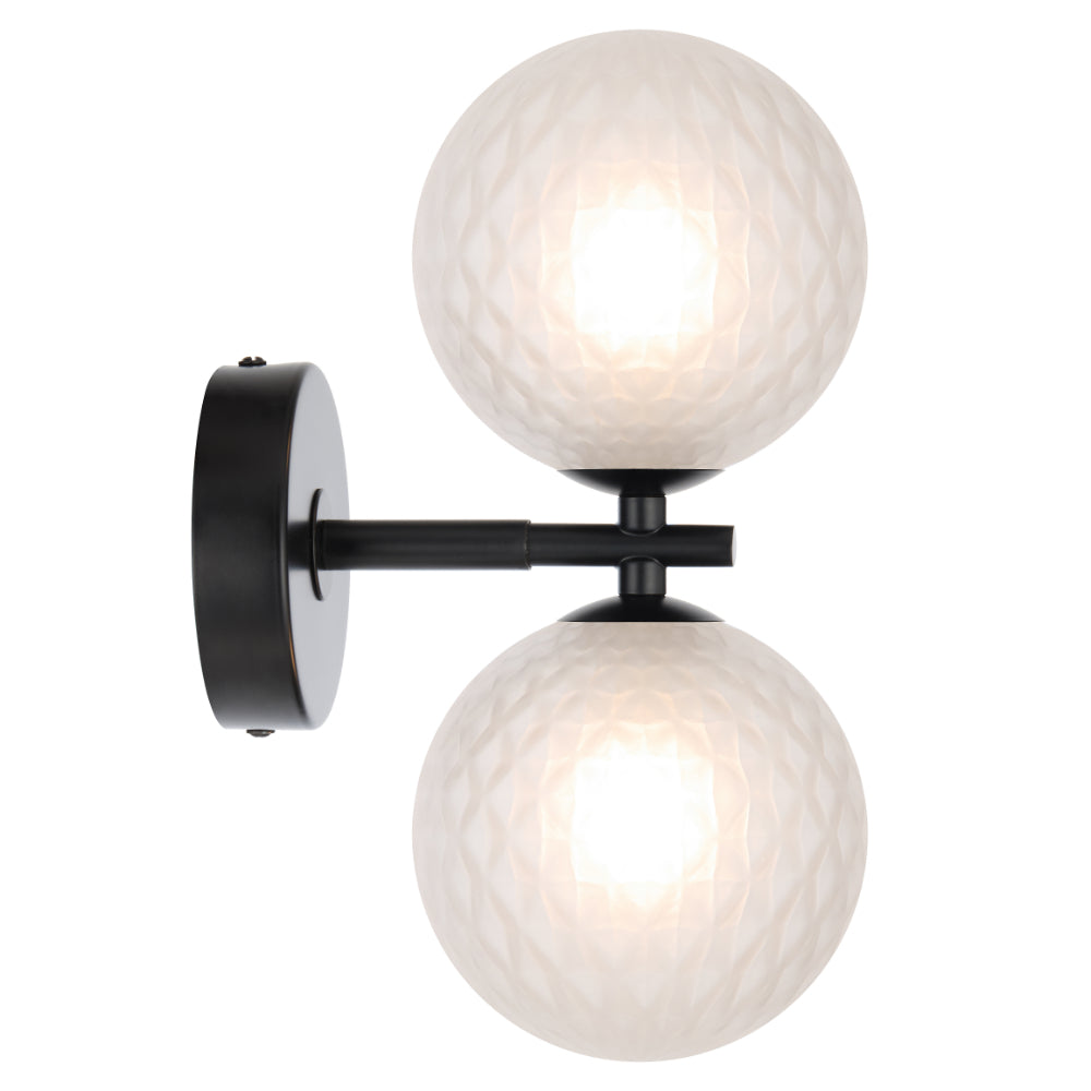 Felton 2 Light Wall Light Black & Frost - FELTON WB2-BKFRT