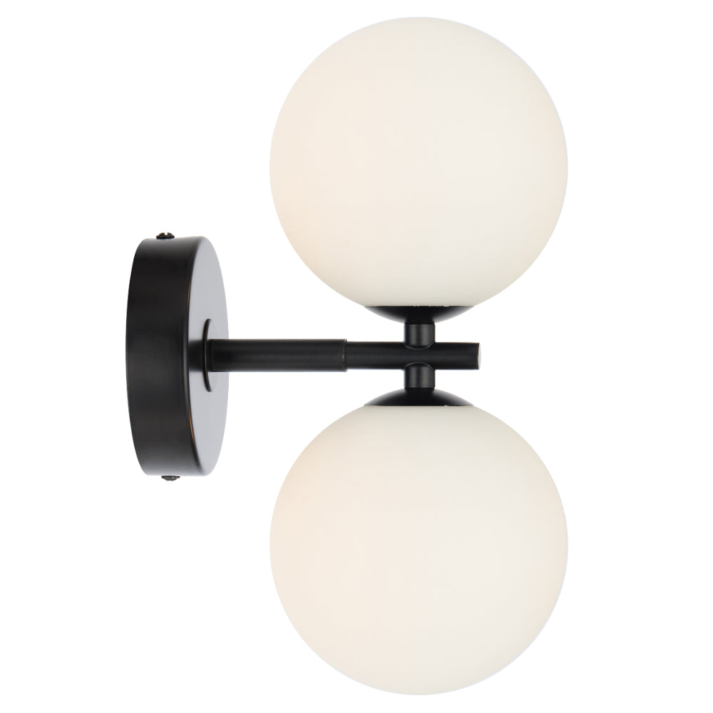 Felton 2 Light Wall Light Black & Opal Matt - FELTON WB2-BKOM