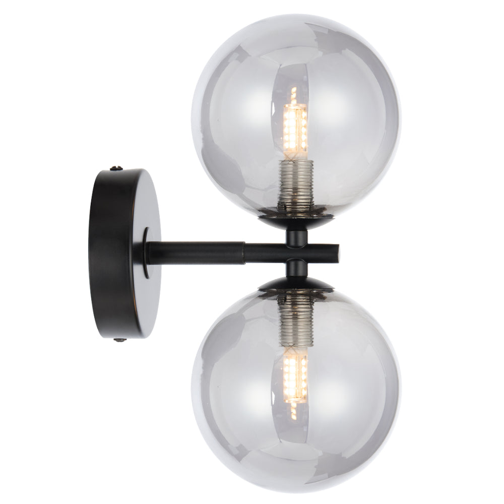 Felton 2 Light Wall Light Black & Smoke - FELTON WB2-BKSM