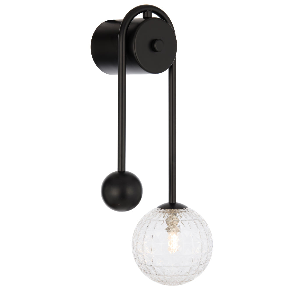 Felton Arm Wall Light Black & Clear - FELTON WBA-BKCLP