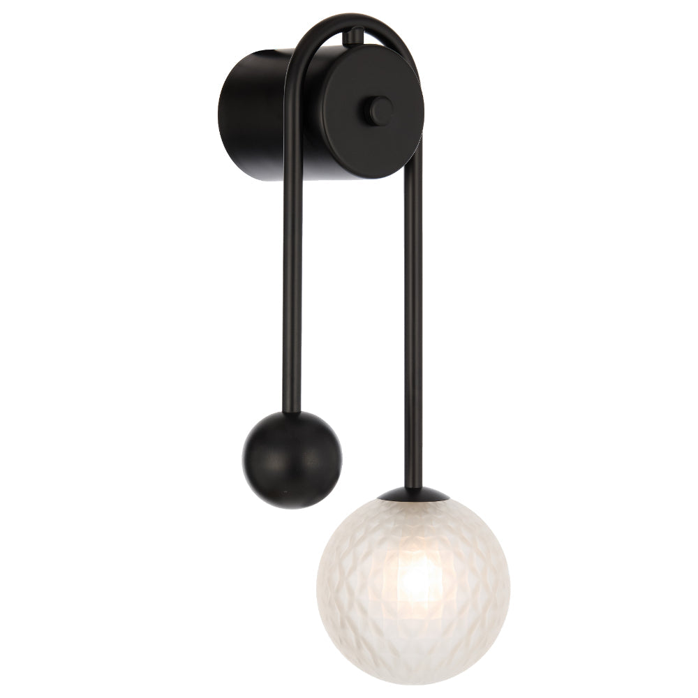 Felton Arm Wall Light Black & Frost - FELTON WBA-BKFRT