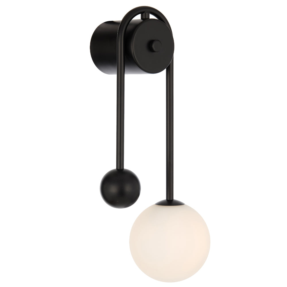 Felton Arm Wall Light Black & Opal Matt - FELTON WBA-BKOM