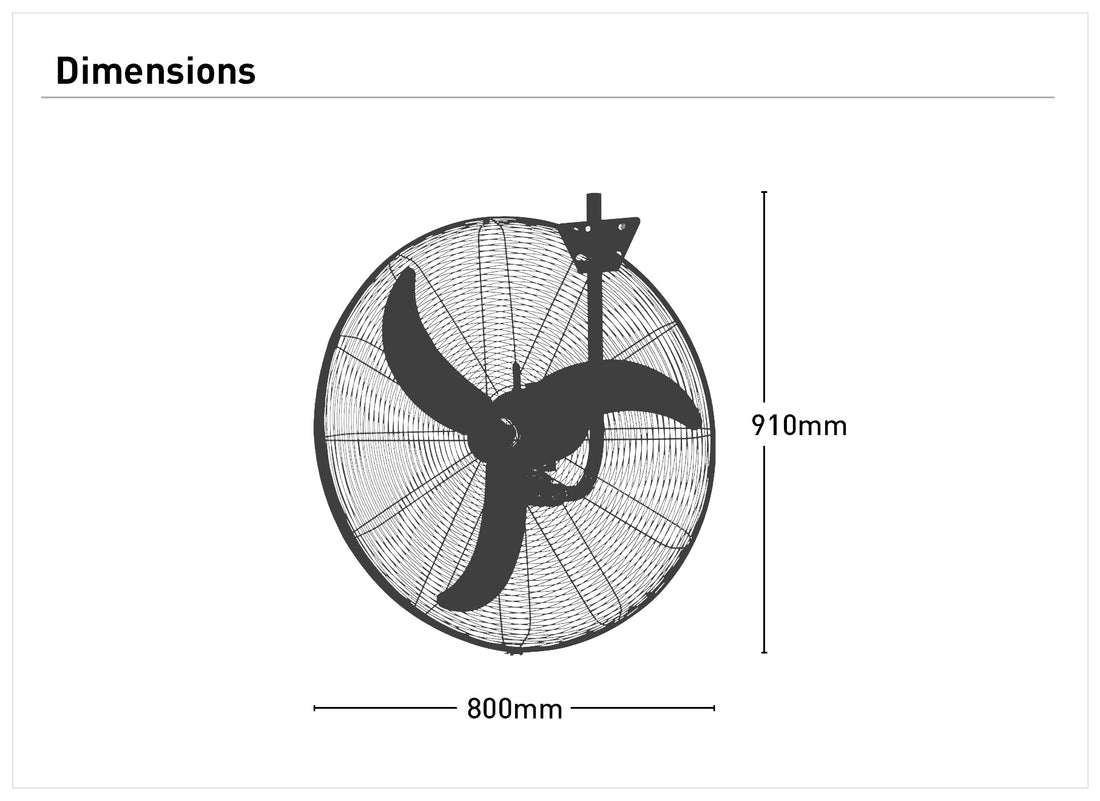Airbond 75cm High Velocity Industrial DC Wall Fan Black - FF62330BK