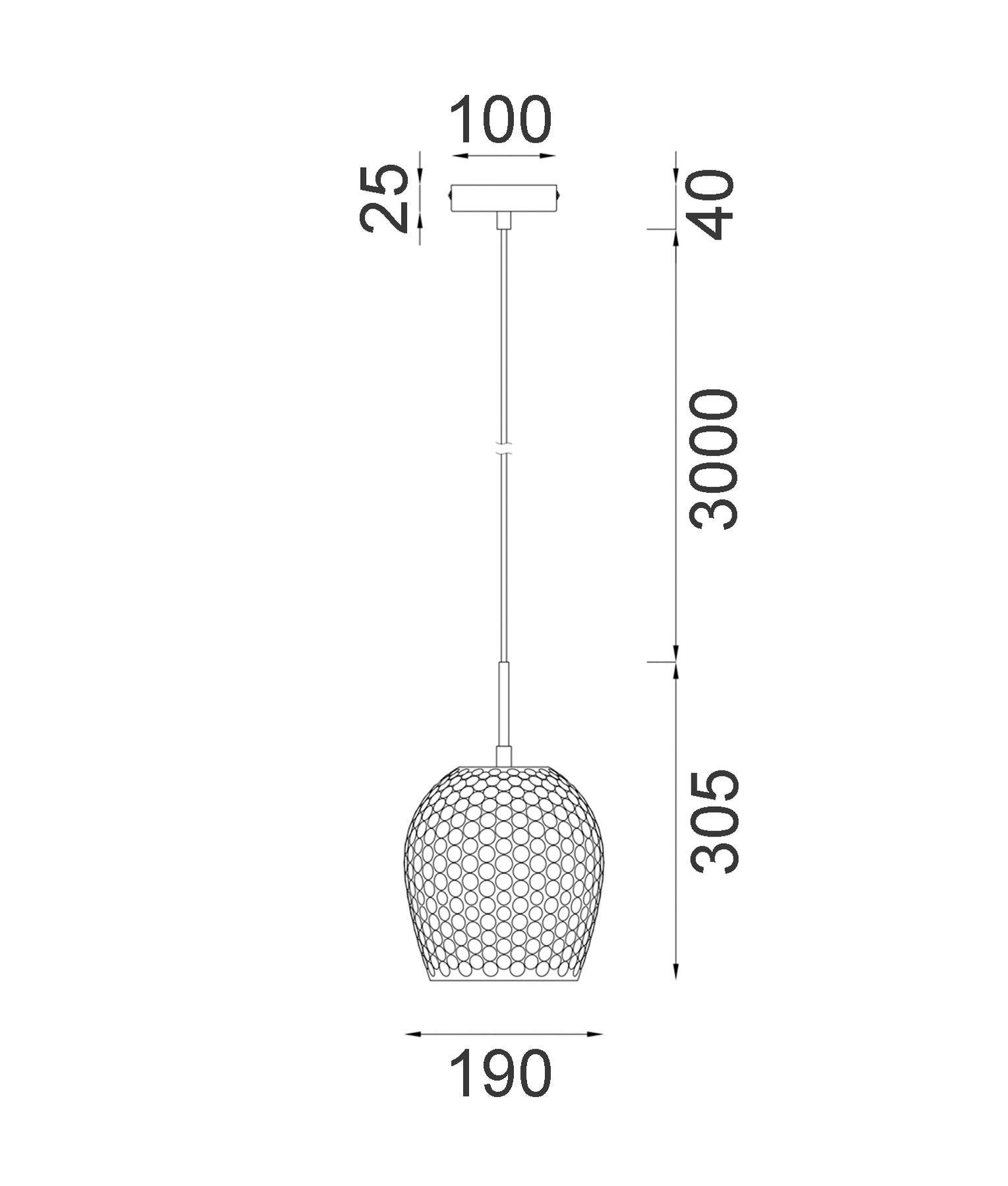 Fossetta Pendant Light Iron & Glass Amber - FOSSETTA1