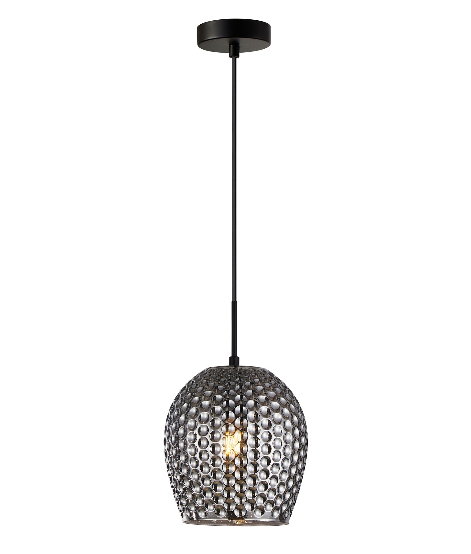 Fossetta Pendant Light Iron & Glass Smokey Black - FOSSETTA2