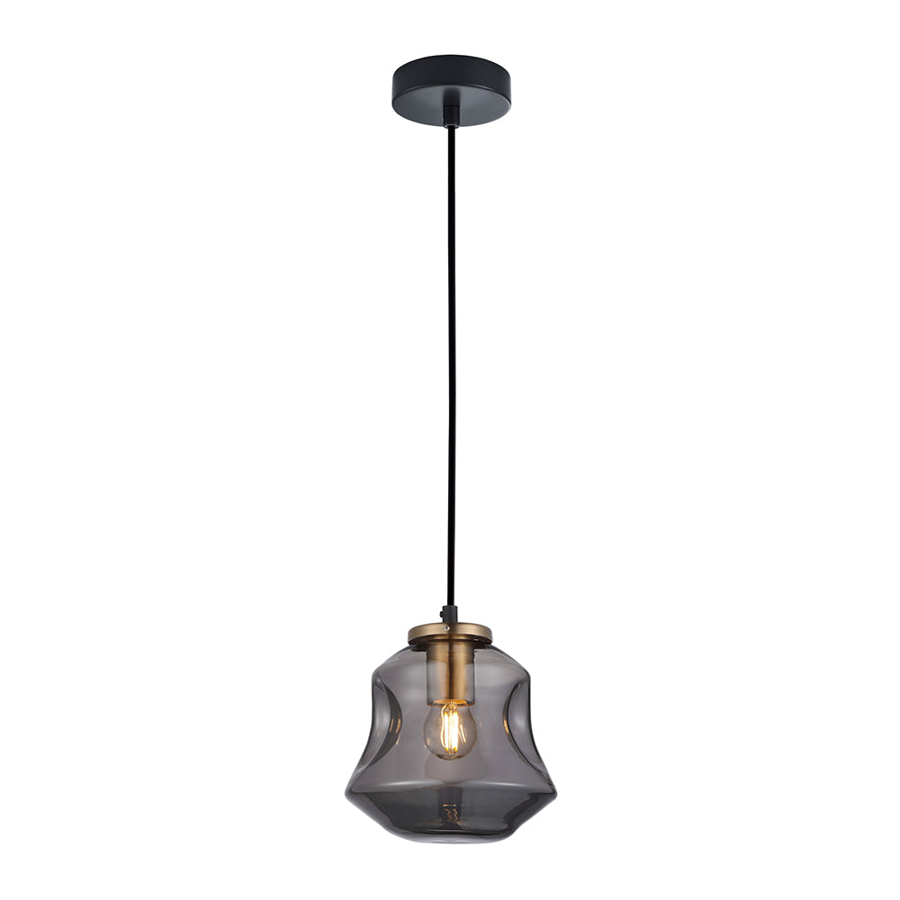 Buy Pendant Lights Australia Interior Dimpled Smoked Angled Bell Glass Shape 1 Light Pendant - FOSSETTE1