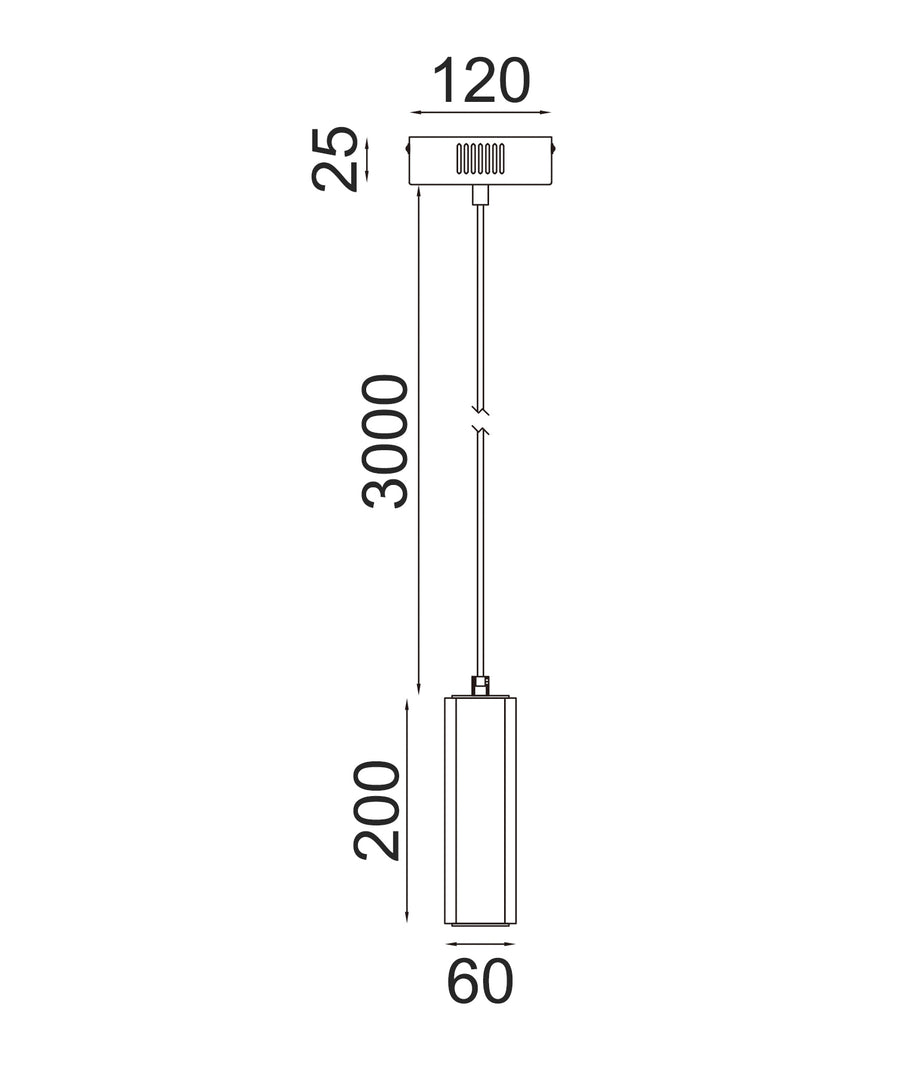 Freccia LED Curve Cylinder Pendant Light 3W Tri Colour Amber Glass - FRECCIA3