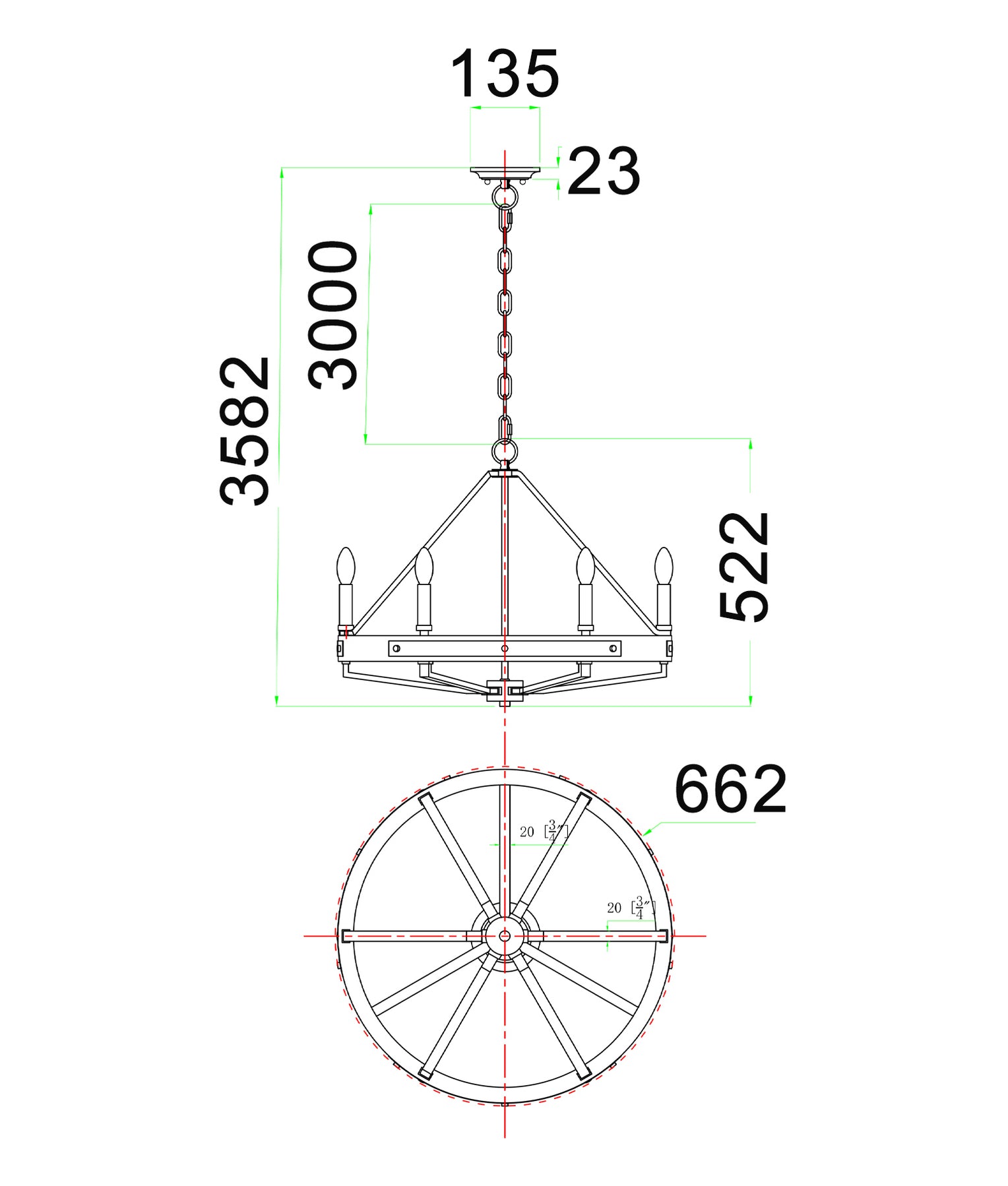 Funale 6 Light  Pendant Natural Wood - FUNALE1