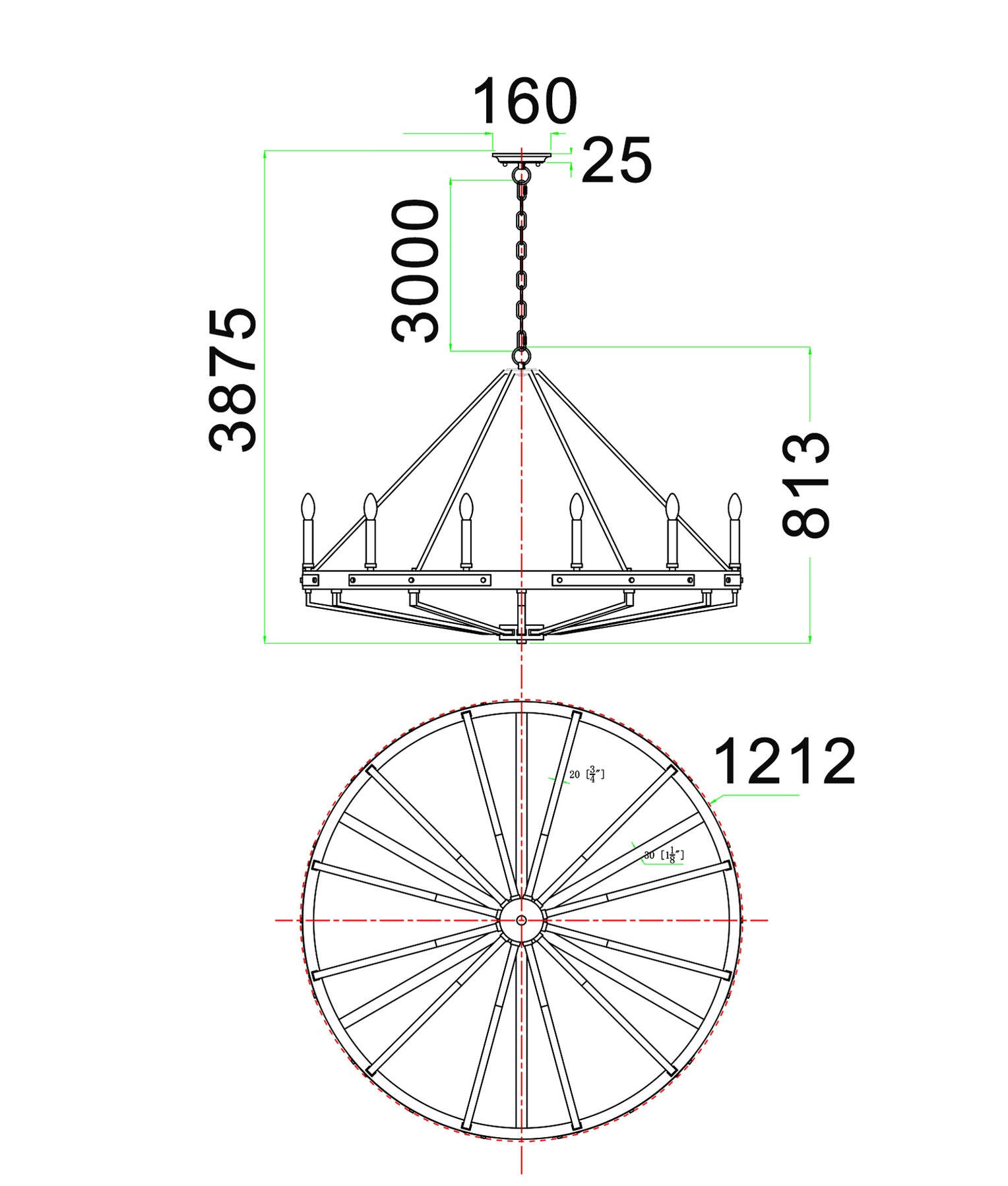 Funale 12 Light  Pendant Natural Wood - FUNALE3