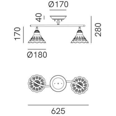 Fiori Di Pizzo 625mm Semi Flush Mount Light Pre Aged & White - IL.065.22.OC
