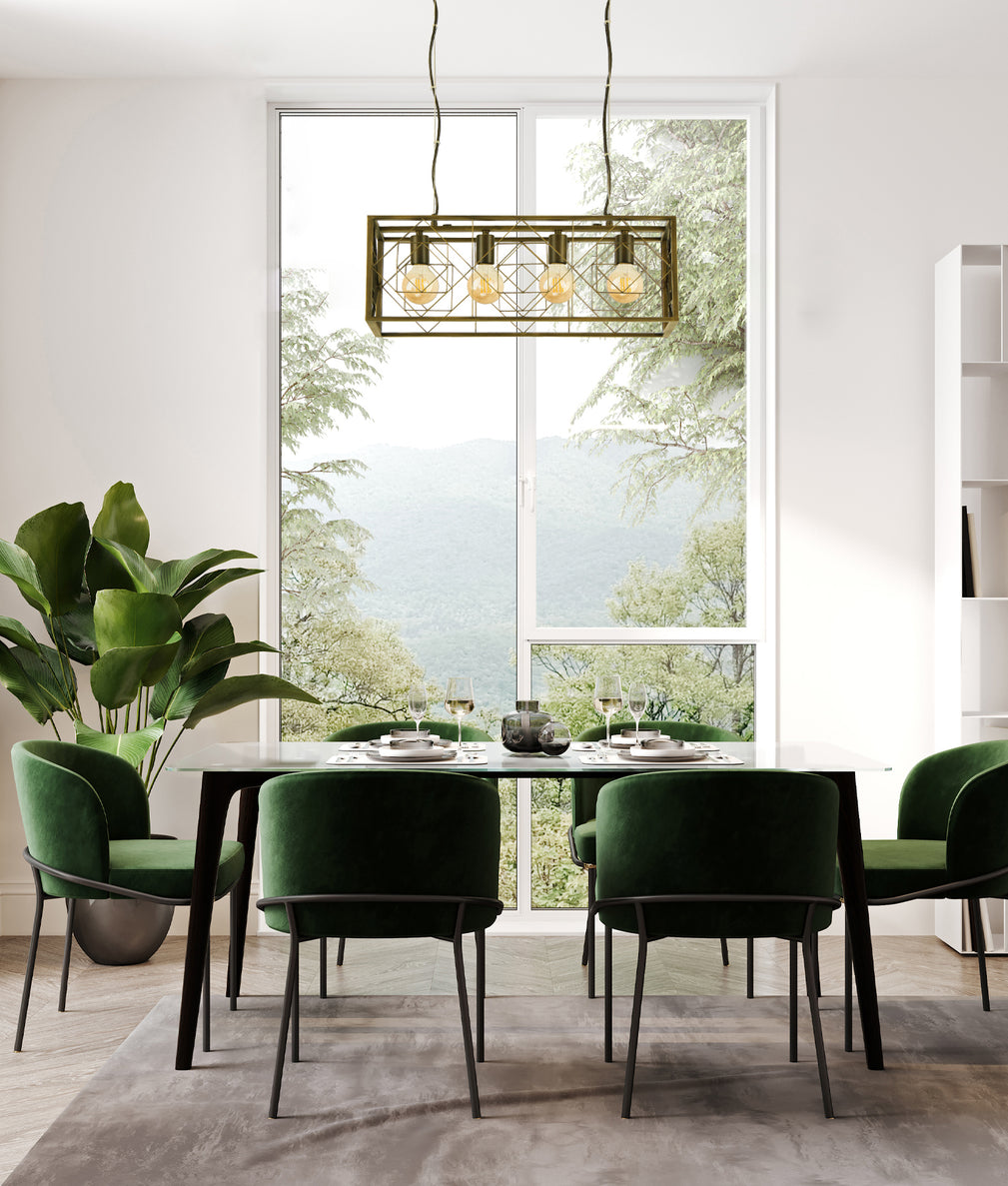 Gagga Rectangular Cage Pendant Light Antique Brass - GAGGIA1