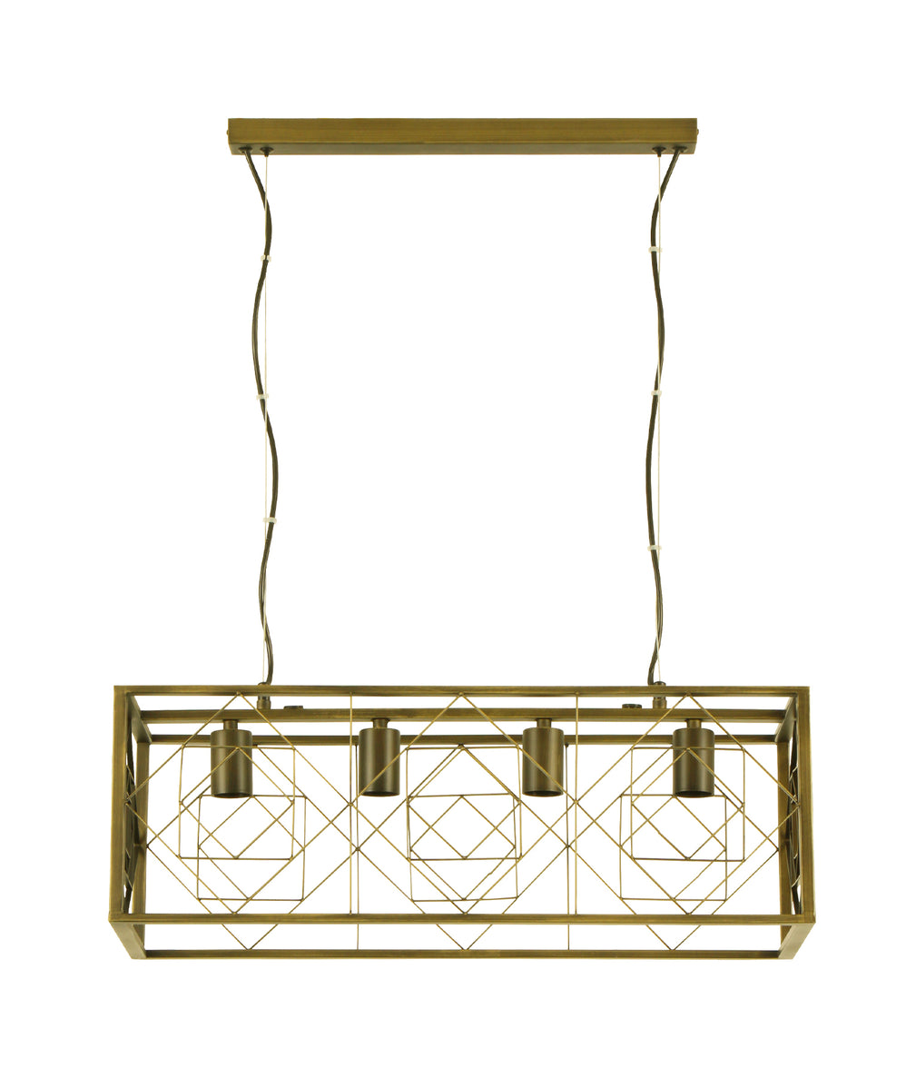 Gagga Rectangular Cage Pendant Light Antique Brass - GAGGIA1
