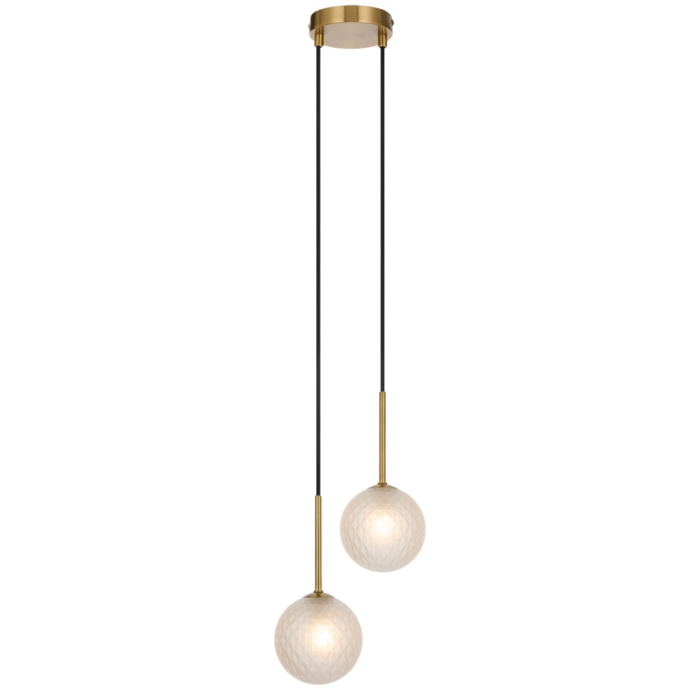 Gaston 2 Light Pendant Antique Gold & Frost - GASTON PE2-AGFRT