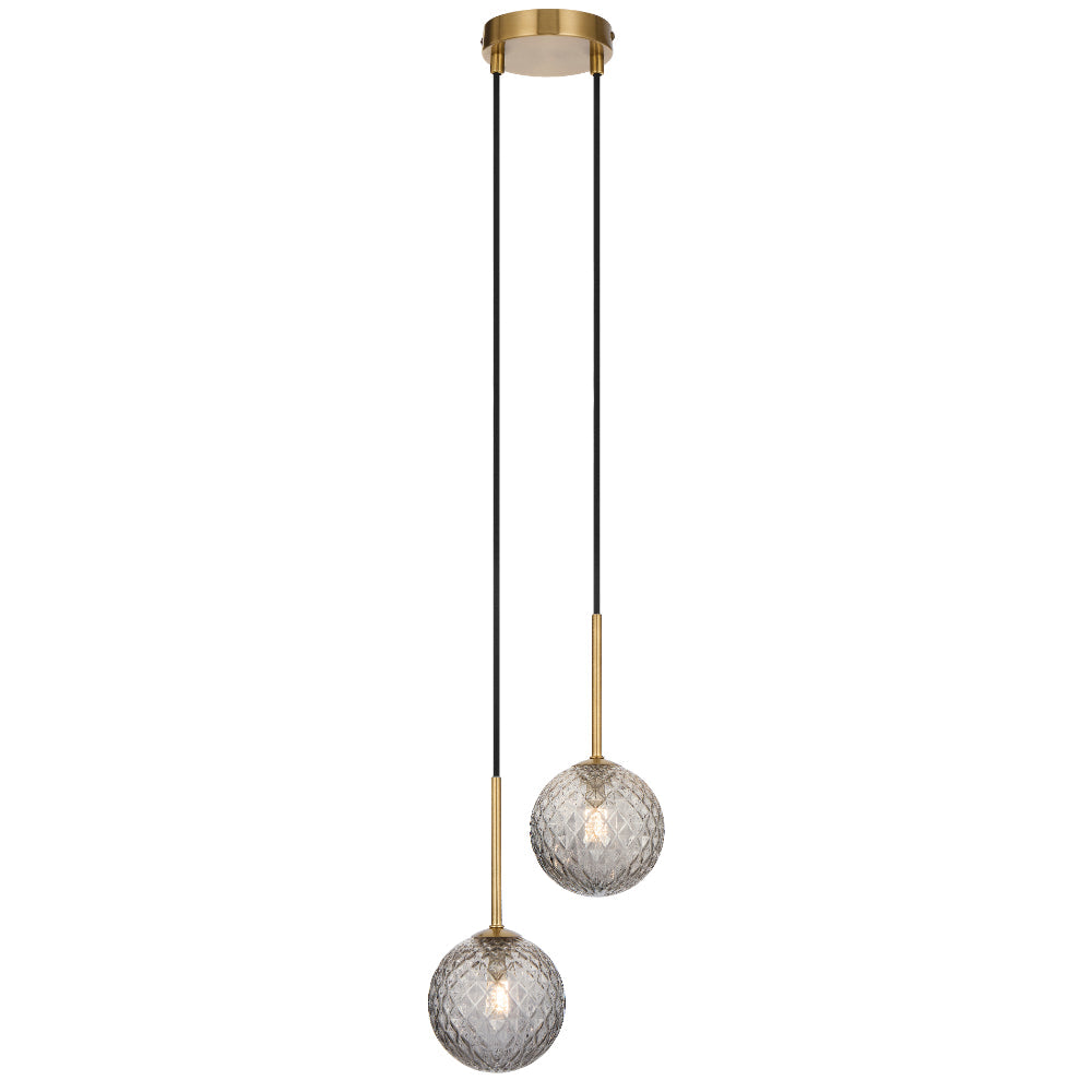 Gaston 2 Light Pendant Antique Gold & Smoke Tear - GASTON PE2-AGSMT