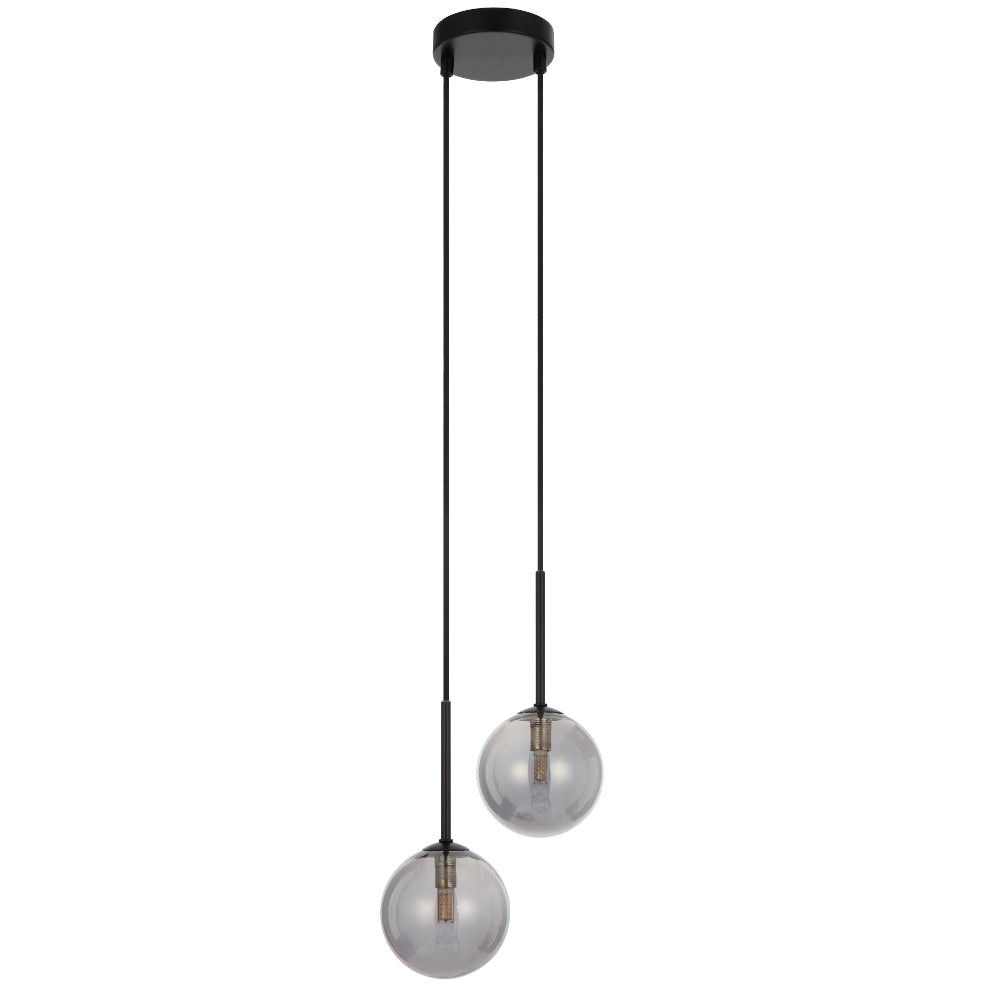 Gaston 2 Light Pendant Black & Smoke - GASTON PE2-BKSM