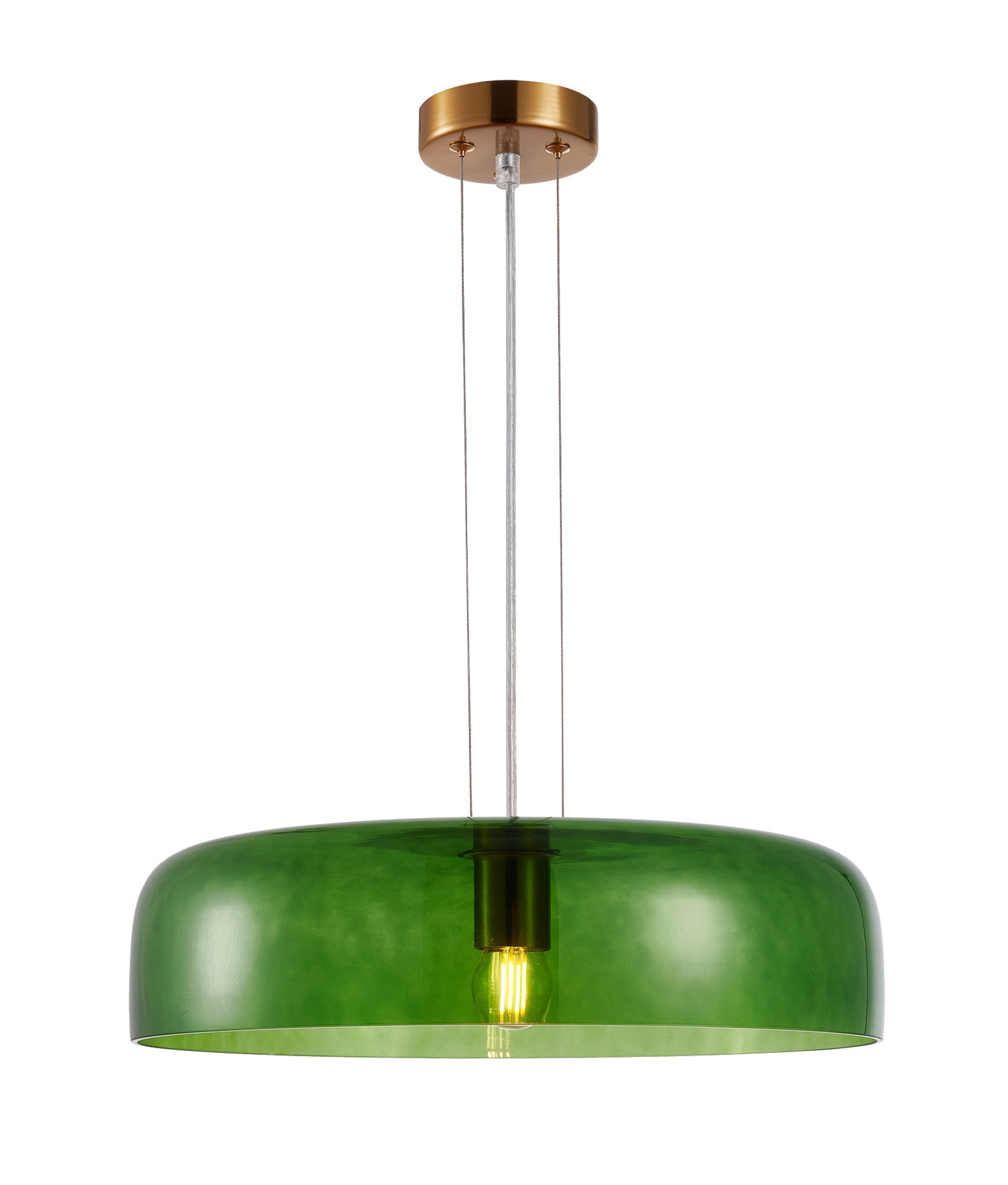 Gelatina Dome Glass With Brass Highlight Pendant Green - GELATINA3