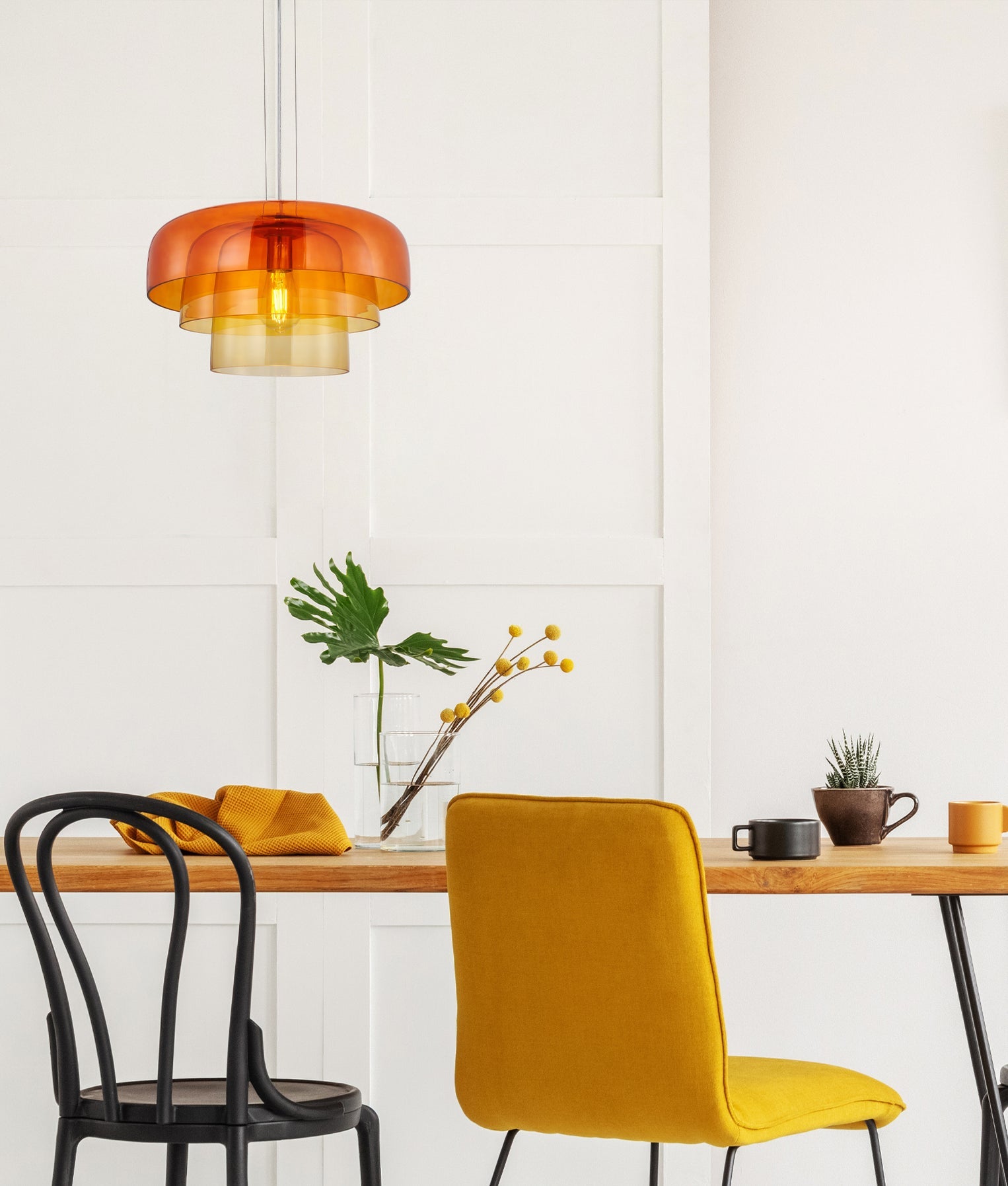 Gelatina Dome Glass With Brass Highlight Pendant Orange - GELATINA5