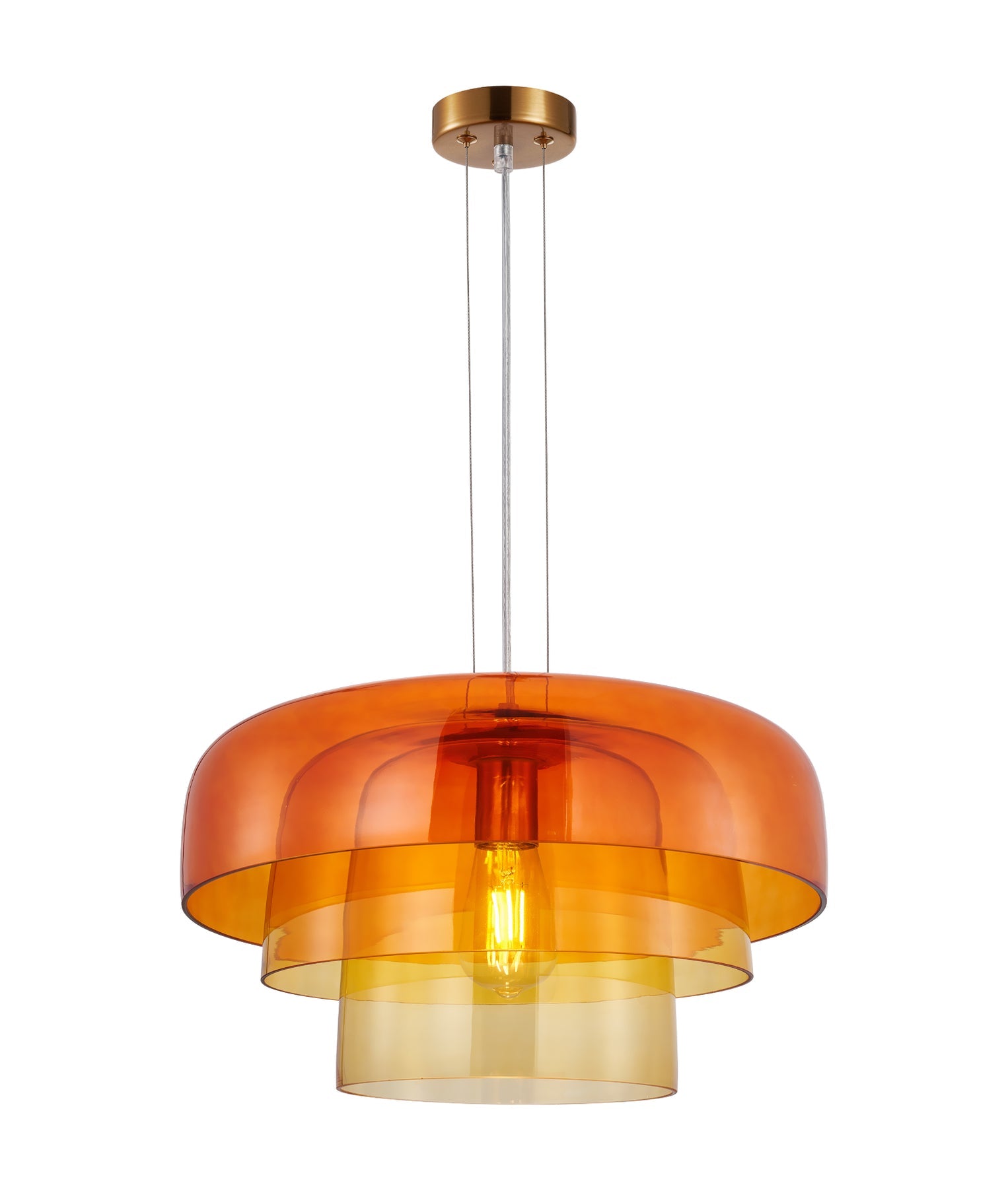 Gelatina Dome Glass With Brass Highlight Pendant Orange - GELATINA5