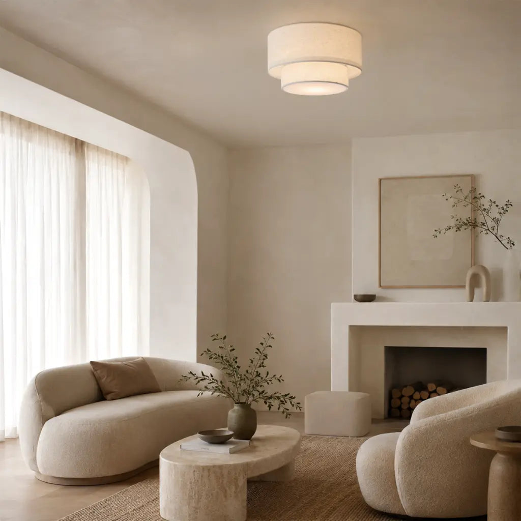 Gisele Large DIY Batten Fix Ceiling Light Nickel & Ivory - GISELE BF35-NKIV