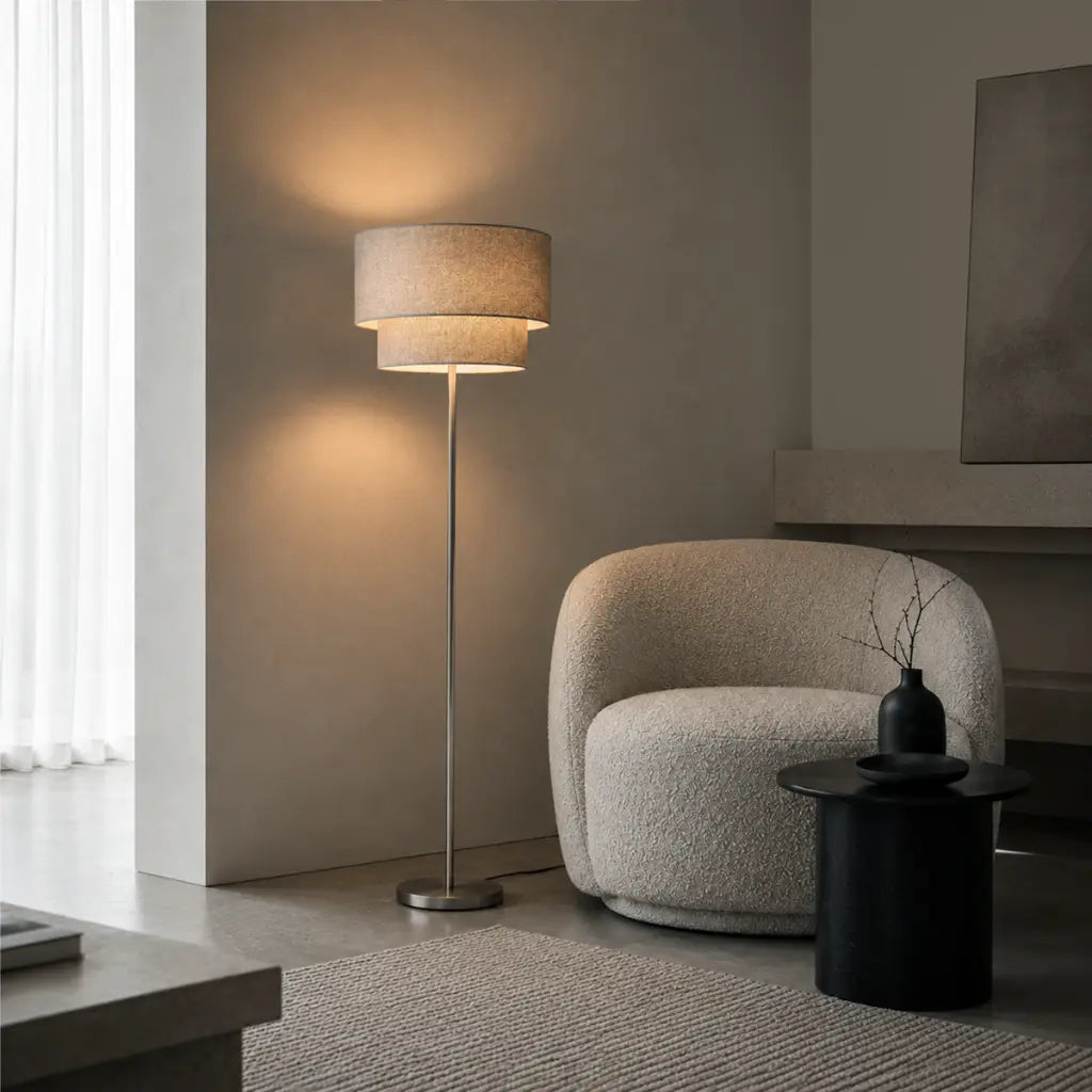 Gisele Floor Lamp Nickel & Grey - GISELE FL-NKGY