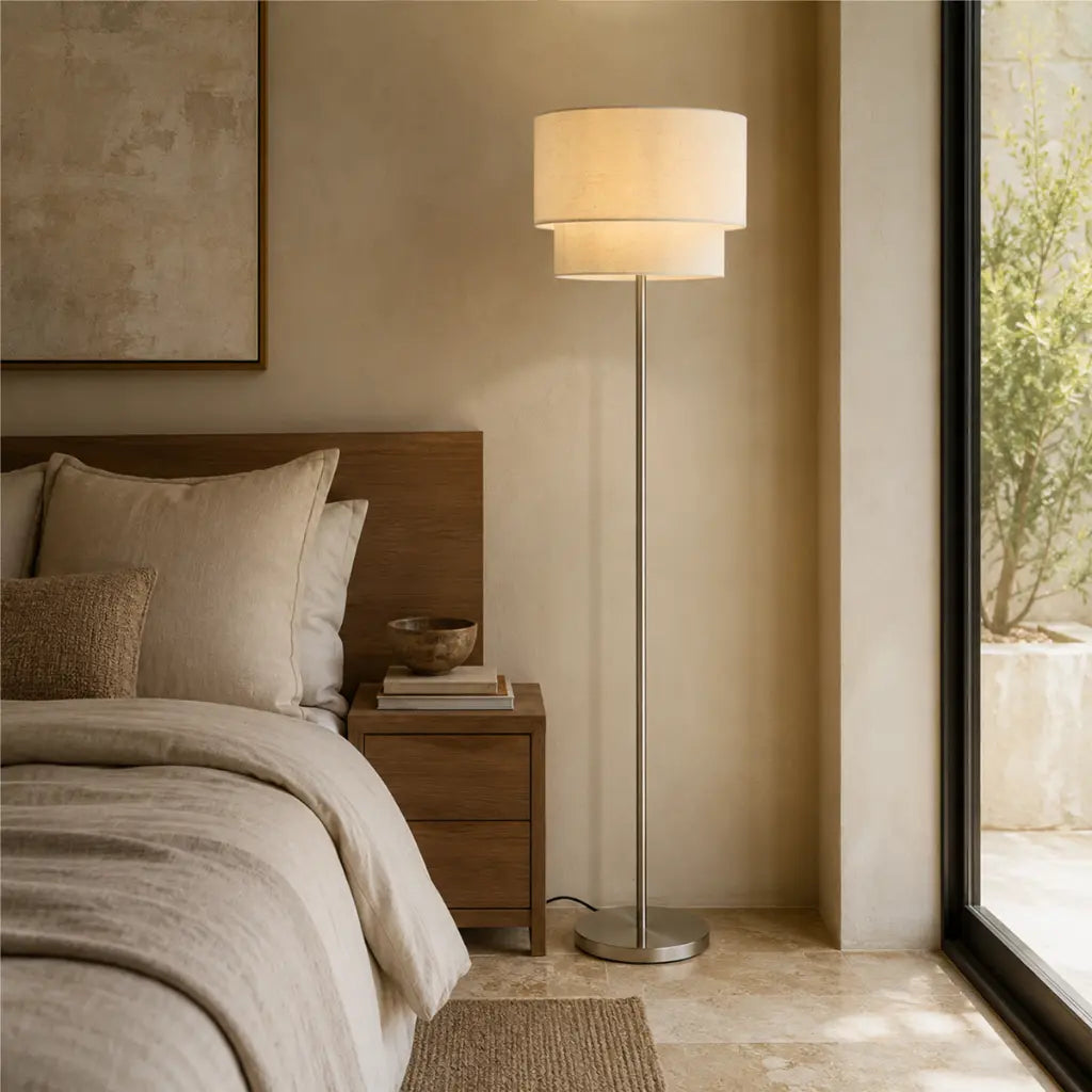 Gisele Floor Lamp Nickel & Ivory - GISELE FL-NKIV