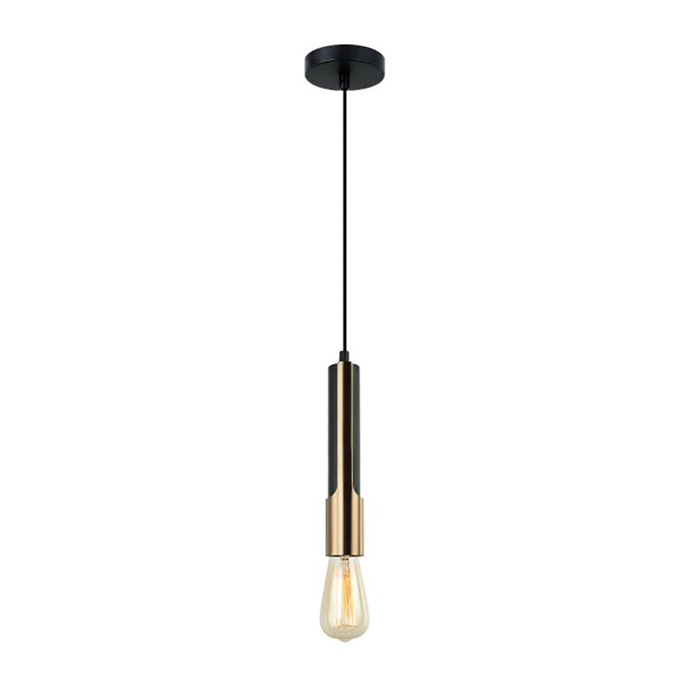 Buy Mini Pendants Australia Interior Vertical Plate Tube 1 Light Pendant Matt Black / Antique Brass - GOLDA2